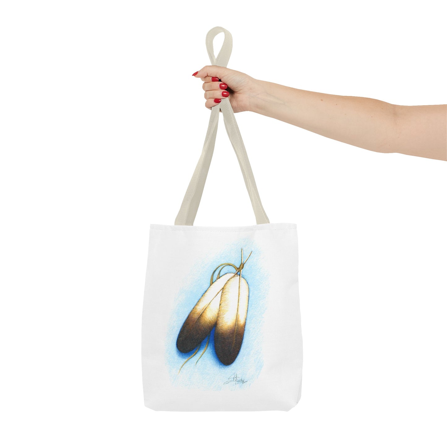 Double Feather Tote Bag, Native American design, book bag, powwow tote bag