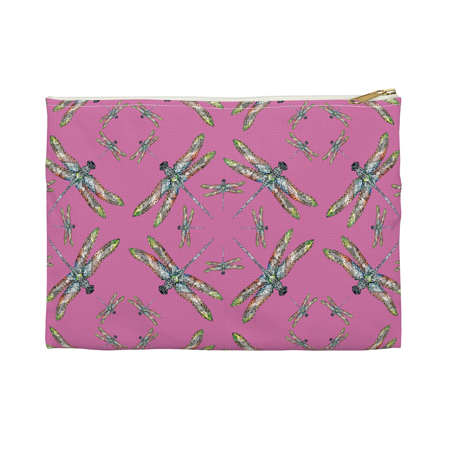 Accessory Pouch, Dragonfly, Pink, Native American design, Makeup bag, Pencil case, Travel cosmetic pouch