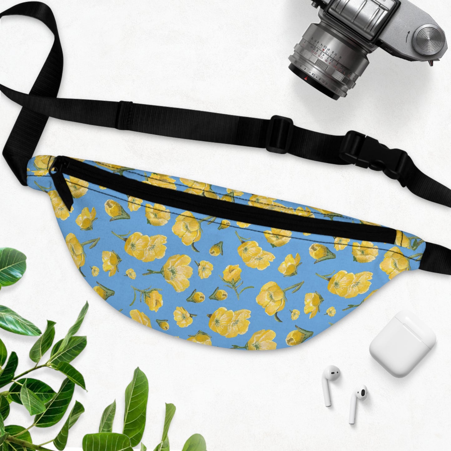 Fanny Pack, Blue, Buttercups, Yellow Wildflowers, Floral, Oklahoma
