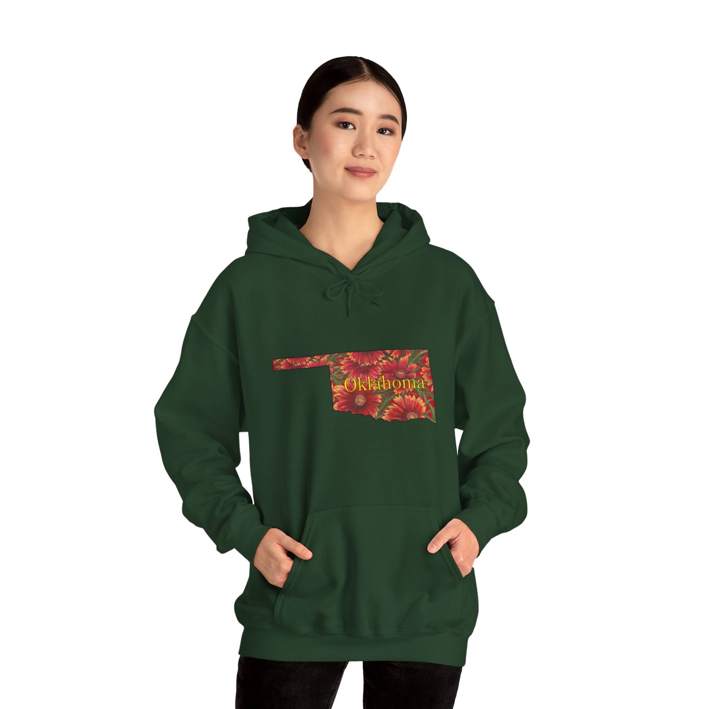 Unisex Heavy Blend™ Hooded Sweatshirt, Oklahoma, Indian Blanket, Oklahoma State Wildflowers
