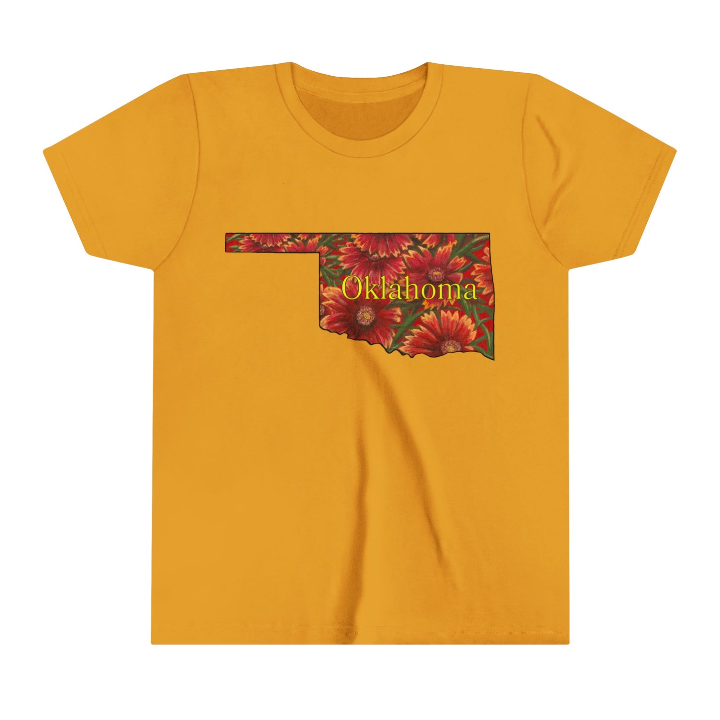 Indian Blanket , Youth Short Sleeve Tee, Oklahoma State Wildflower, Native wildflower, floral design