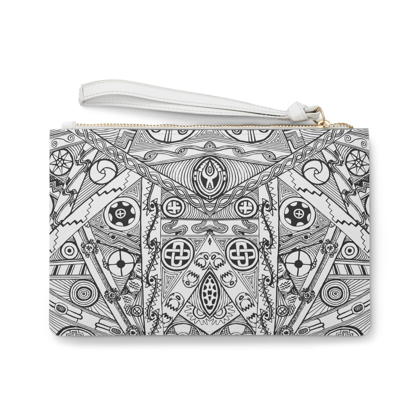 Black and White Tribal Motif Clutch Bag
