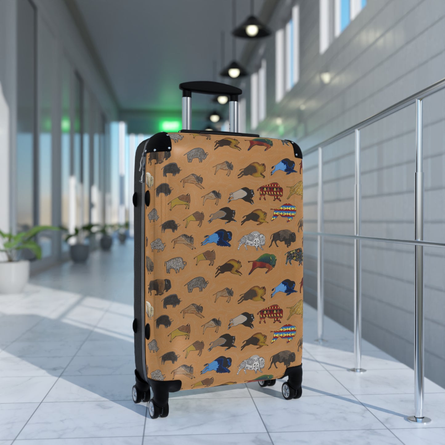 Suitcase, Brown, Bison Transition, Buffalo, Native American, Luggage, Carry On