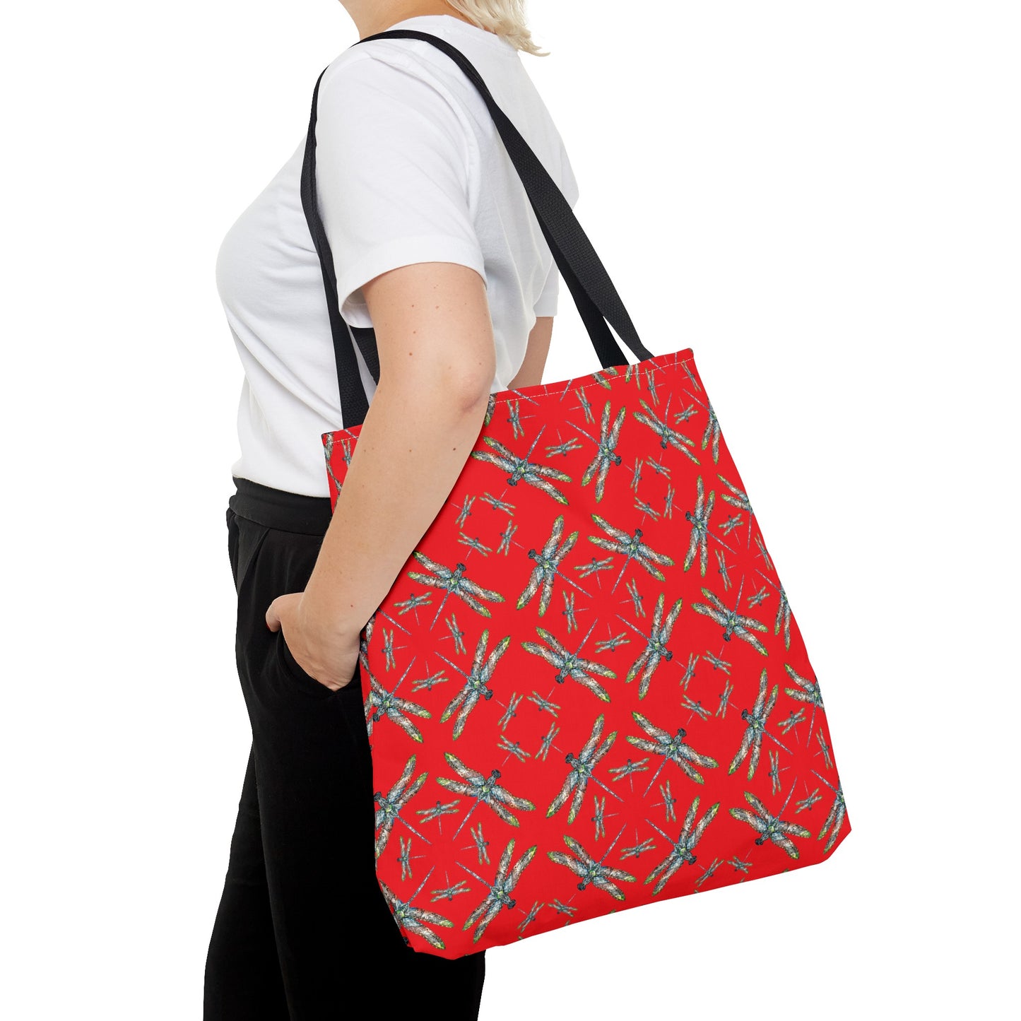 Tote Bag, Dragonfly, Red, Native American Design