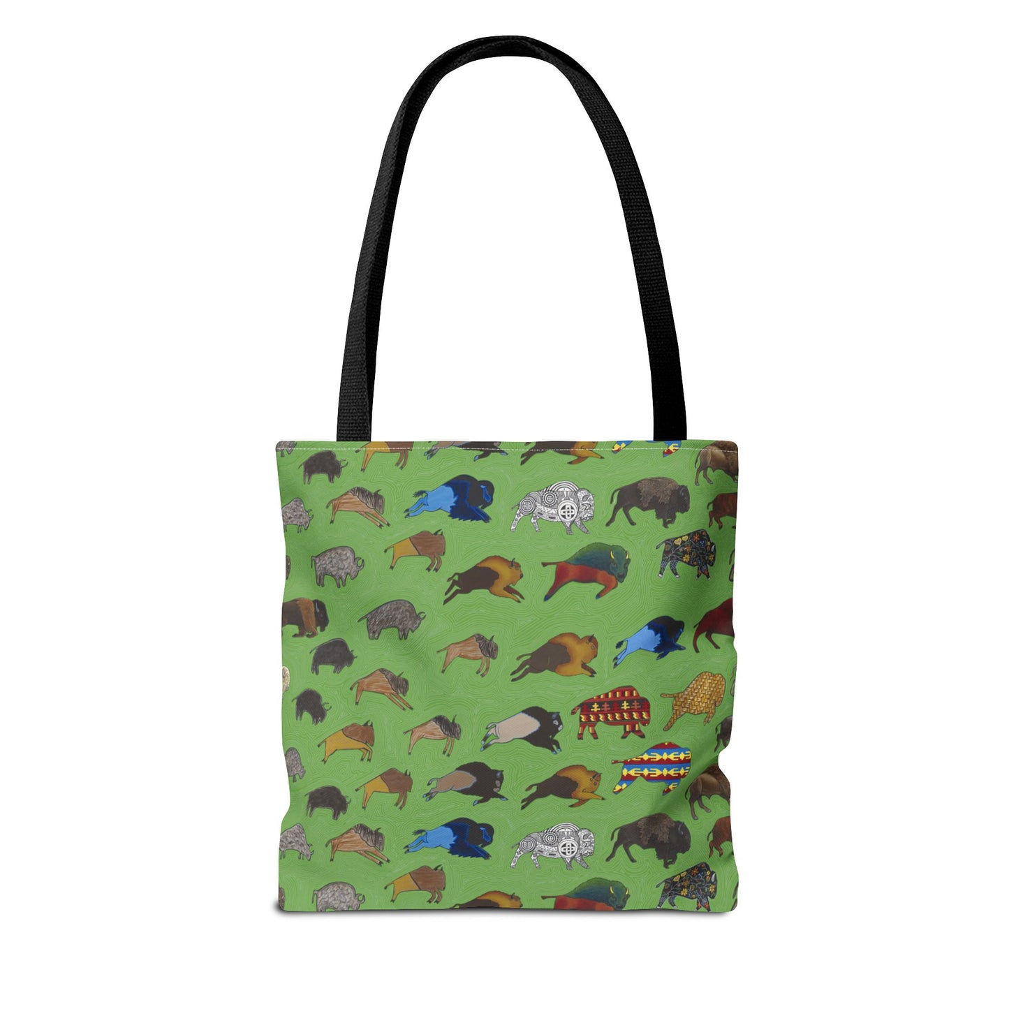 Tote Bag, Green, Bison Transition, Buffalo, Native American