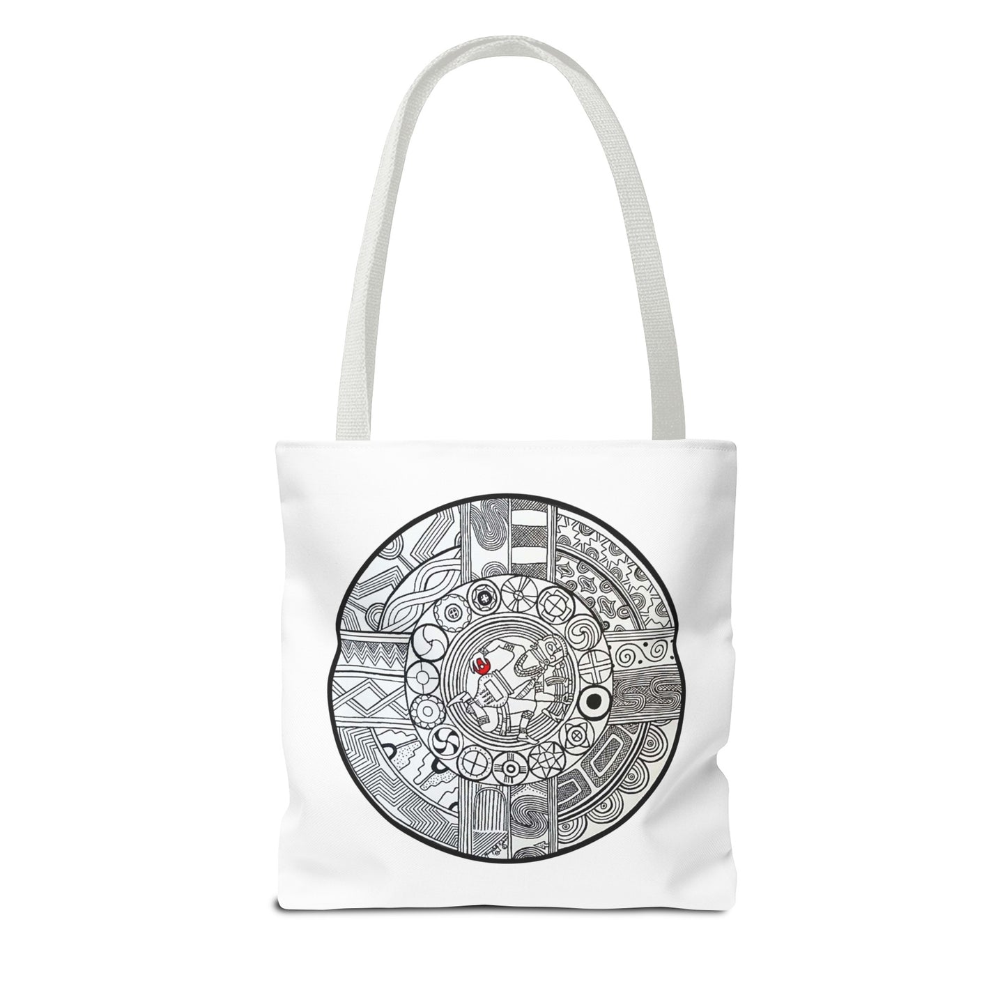 Native Tote Bag , SouthEastern Style, Ancient Tribal Mound Symbology, Chunkey player, Native American, Powwow Bag