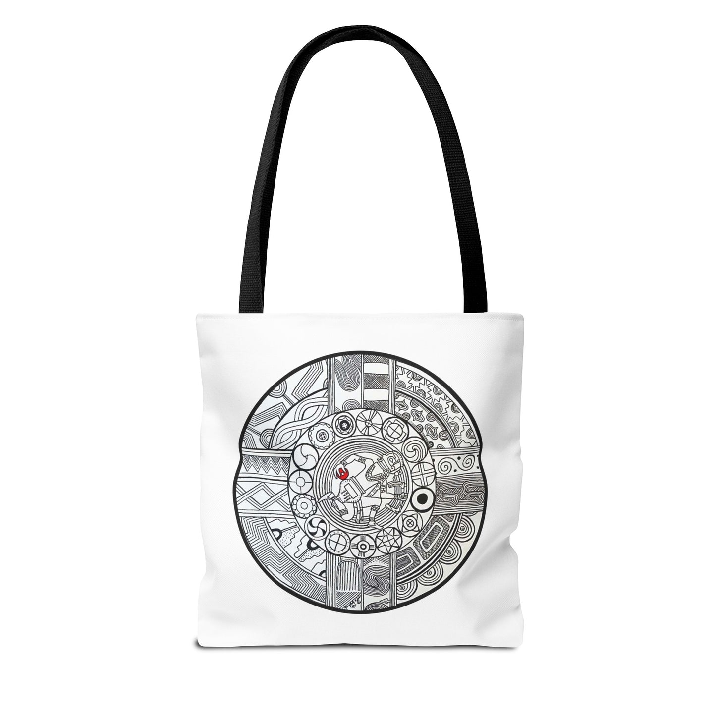 Native Tote Bag , SouthEastern Style, Ancient Tribal Mound Symbology, Chunkey player, Native American, Powwow Bag