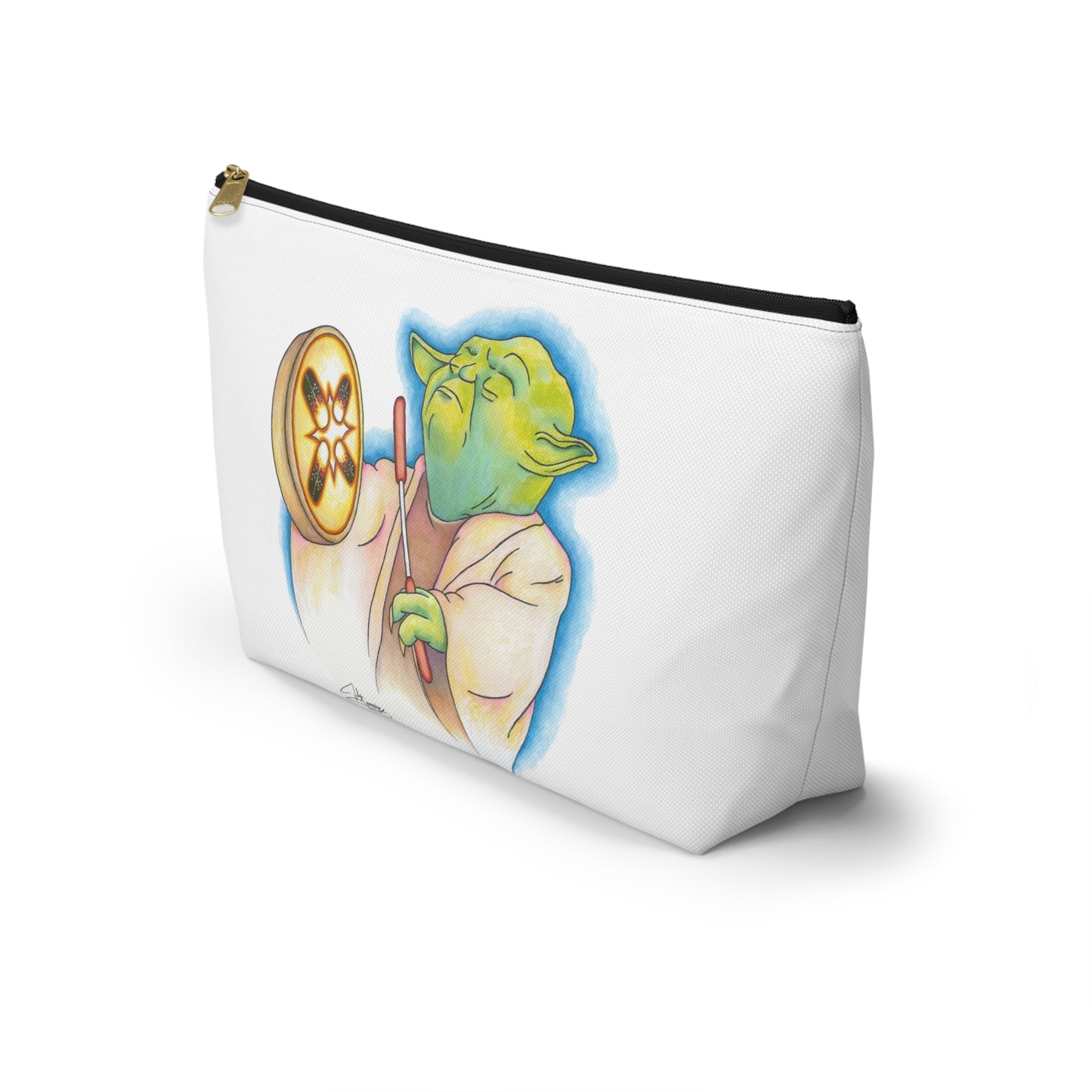 Accessory Pouch w T-bottom, Alien Playing Native Hand Drum, Native American, Native Humor, Pop Art