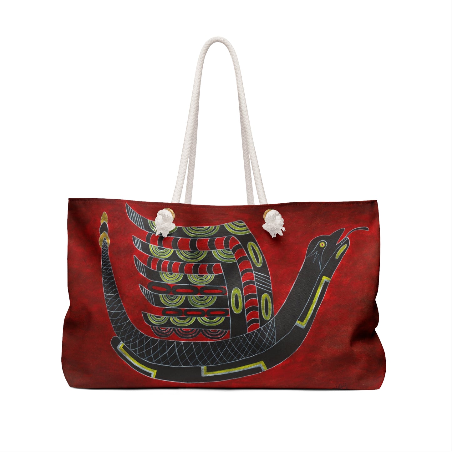 Weekender Bag, Winged Serpent, Bird Serpent, Southeast Tribal Mound Design, Native American
