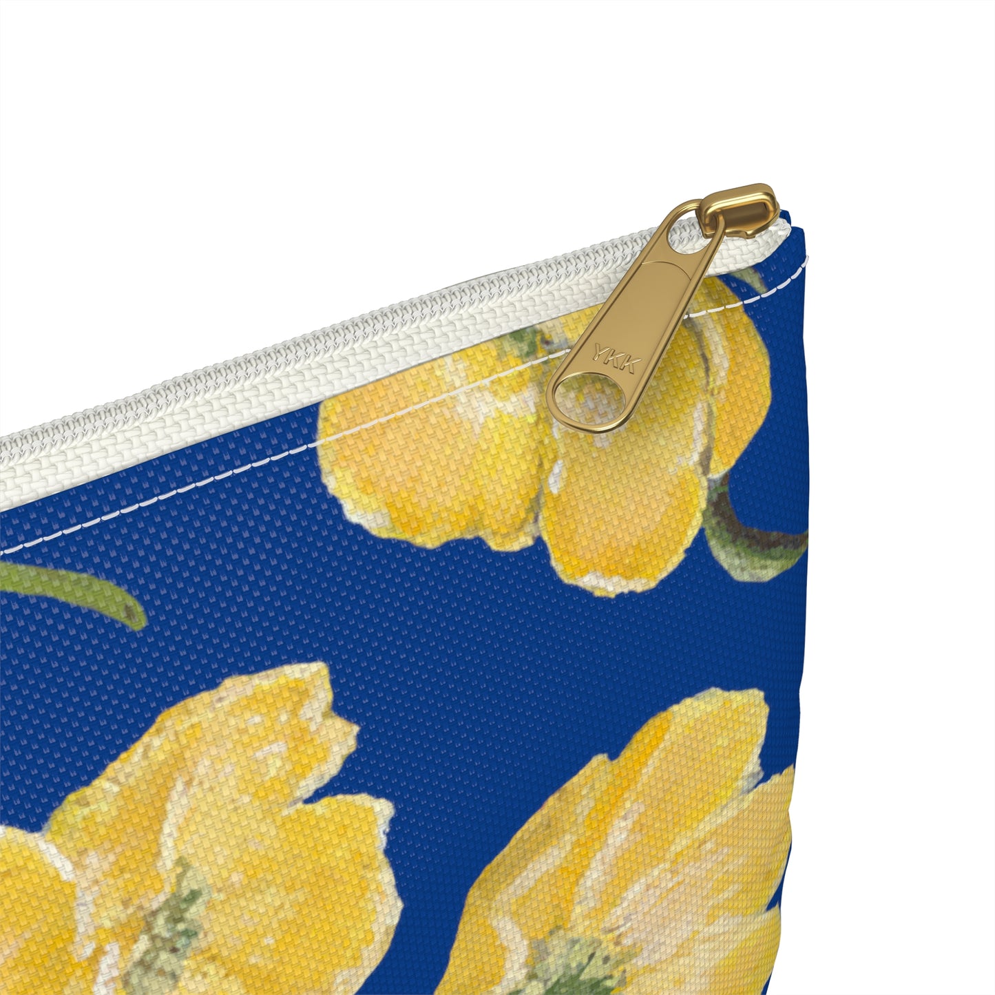 Accessory Pouch, Buttercups, Dark Blue Background, Oklahoma Wildflower, Yellow Floral