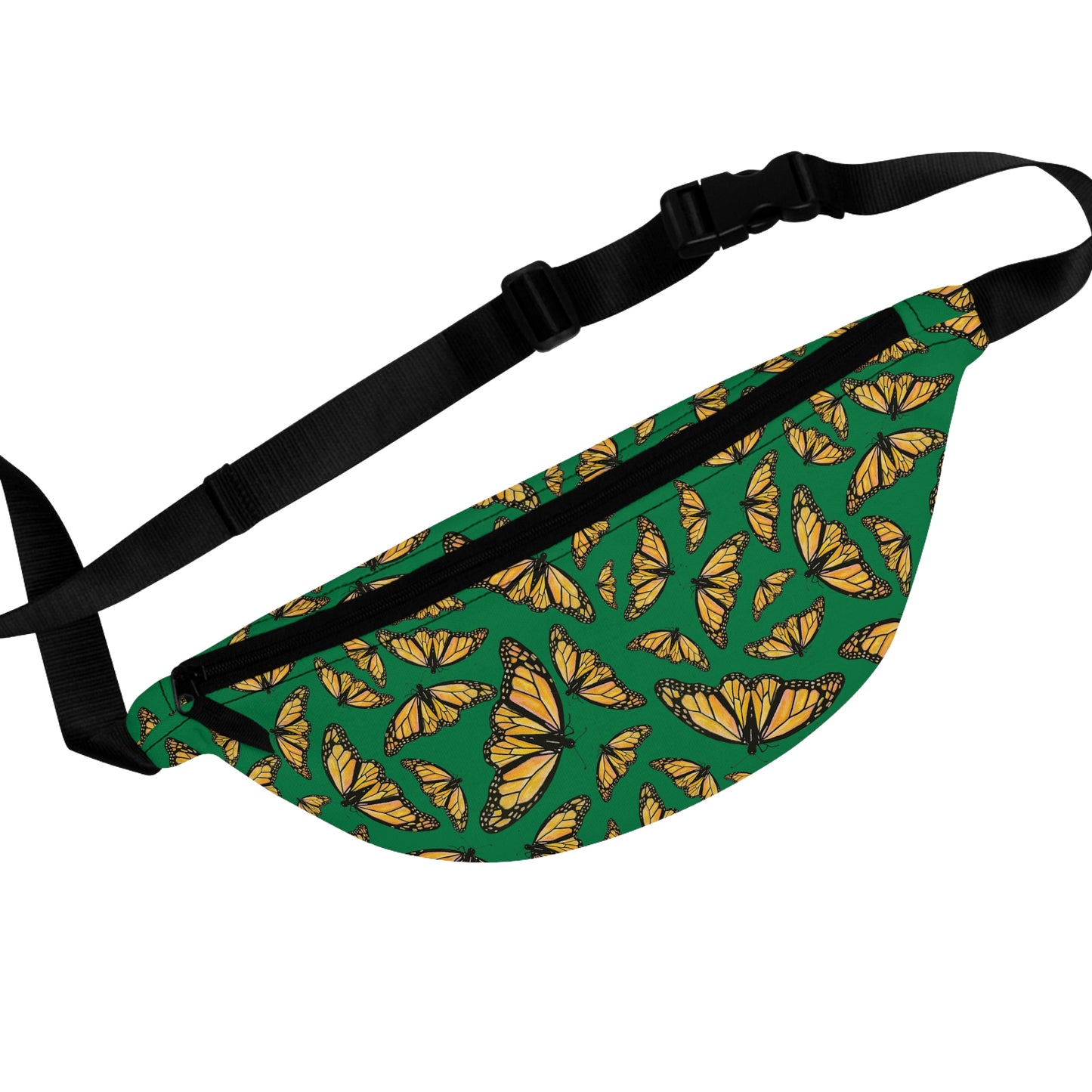 Fanny Pack, Green, Monarch, Butterfly, Kamama