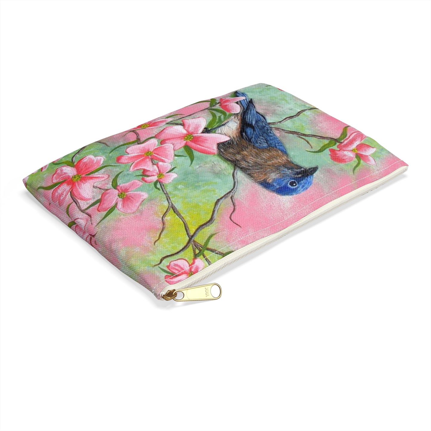 Accessory Pouch, Eastern Bluebird, Dogwood, Pretty In Pink, Wild Bird, Songbird, Oklahoma