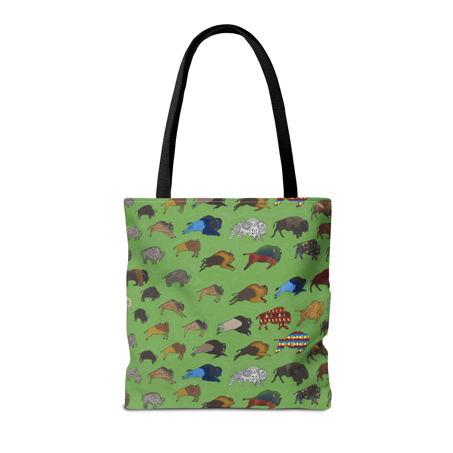 Tote Bag, Green, Bison Transition, Buffalo, Native American