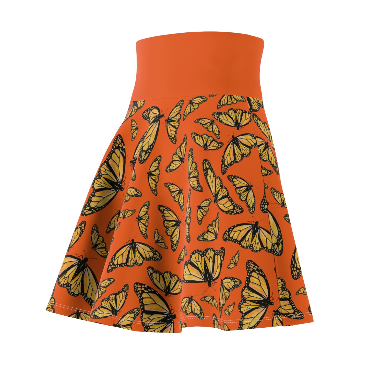Women's Skater Skirt, Monarch, Orange Background, Butterfly, Kamama