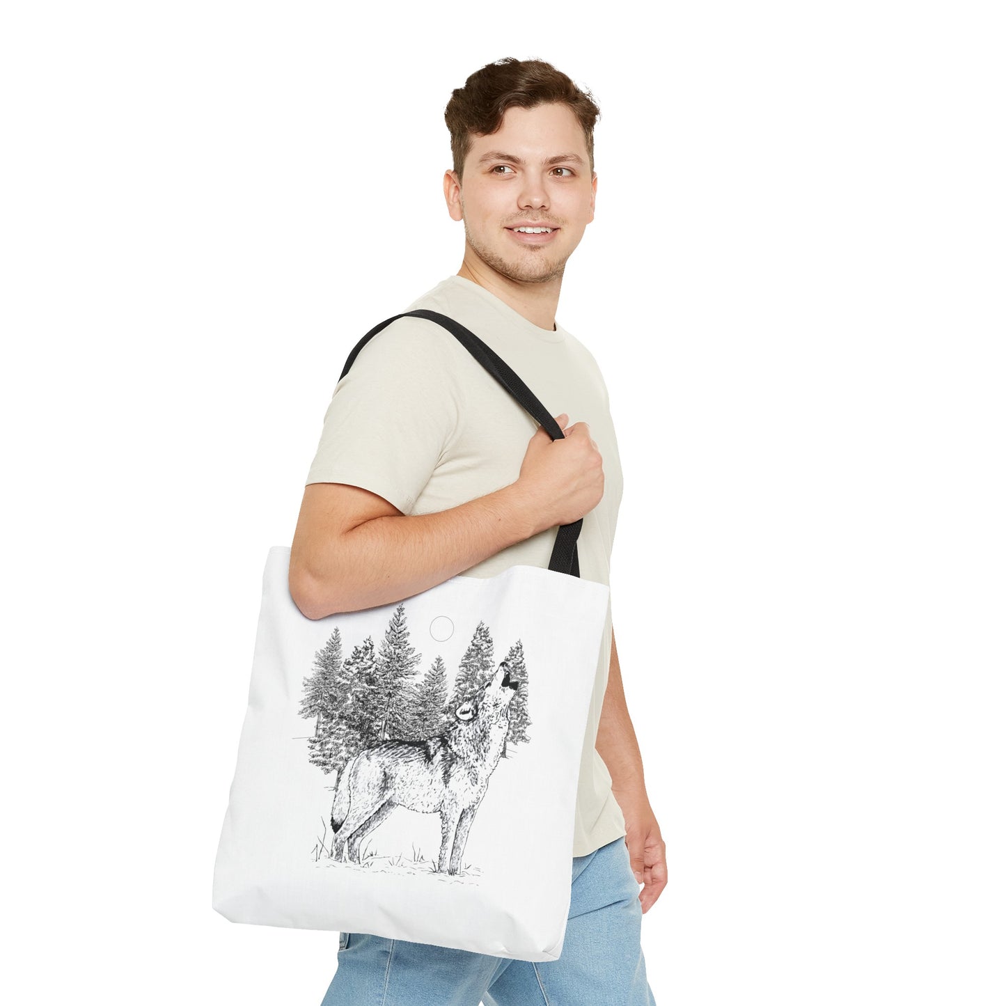 Howling Wolf Tote Bag , Travel tote, Powwow bag, Native American design