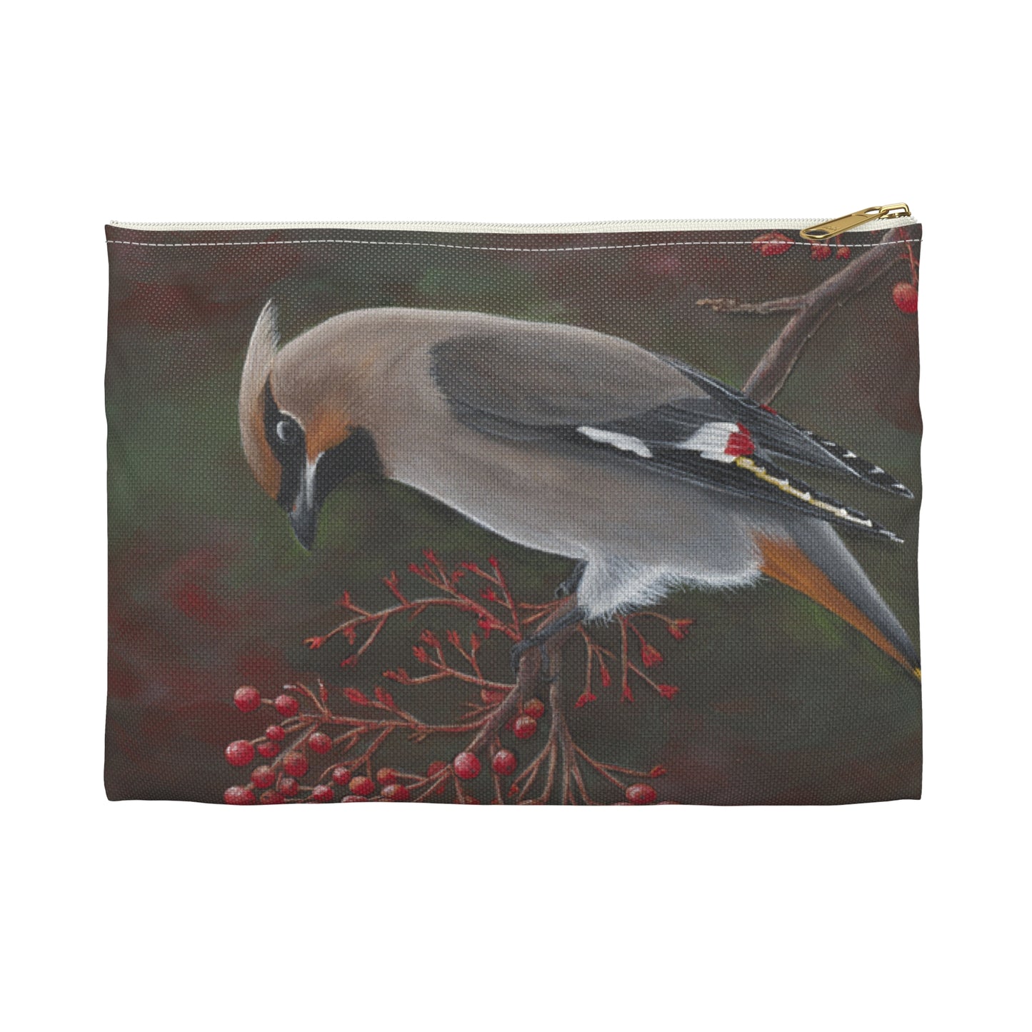 Accessory Pouch, Cedar Waxwing, Wild Bird, Song Bird, Travel Bag