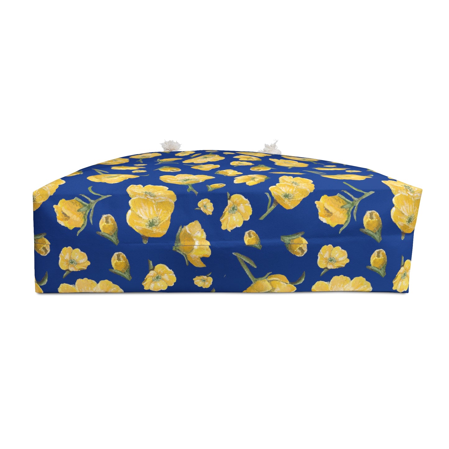 Weekender Bag, Buttercups, Dark Blue Background, Oklahoma Wildflower, Yellow Floral