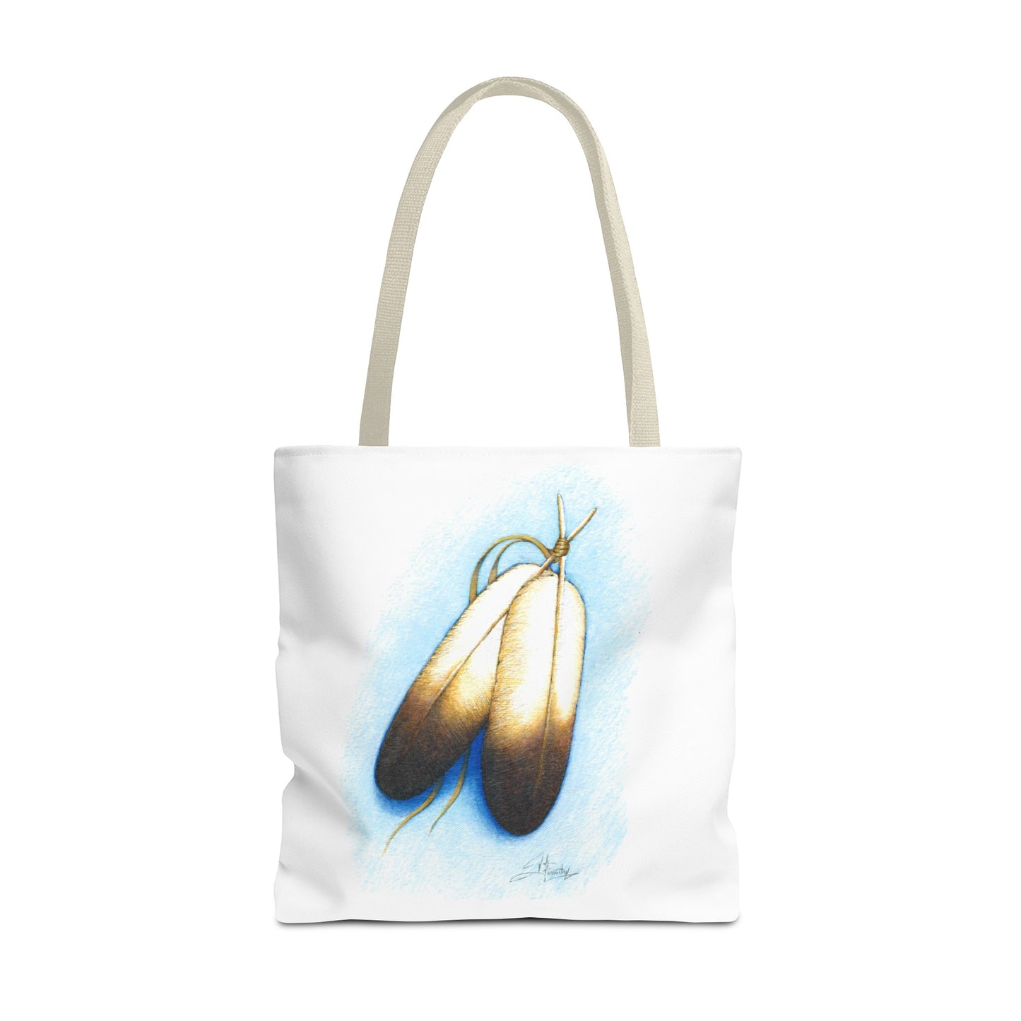 Double Feather Tote Bag, Native American design, book bag, powwow tote bag