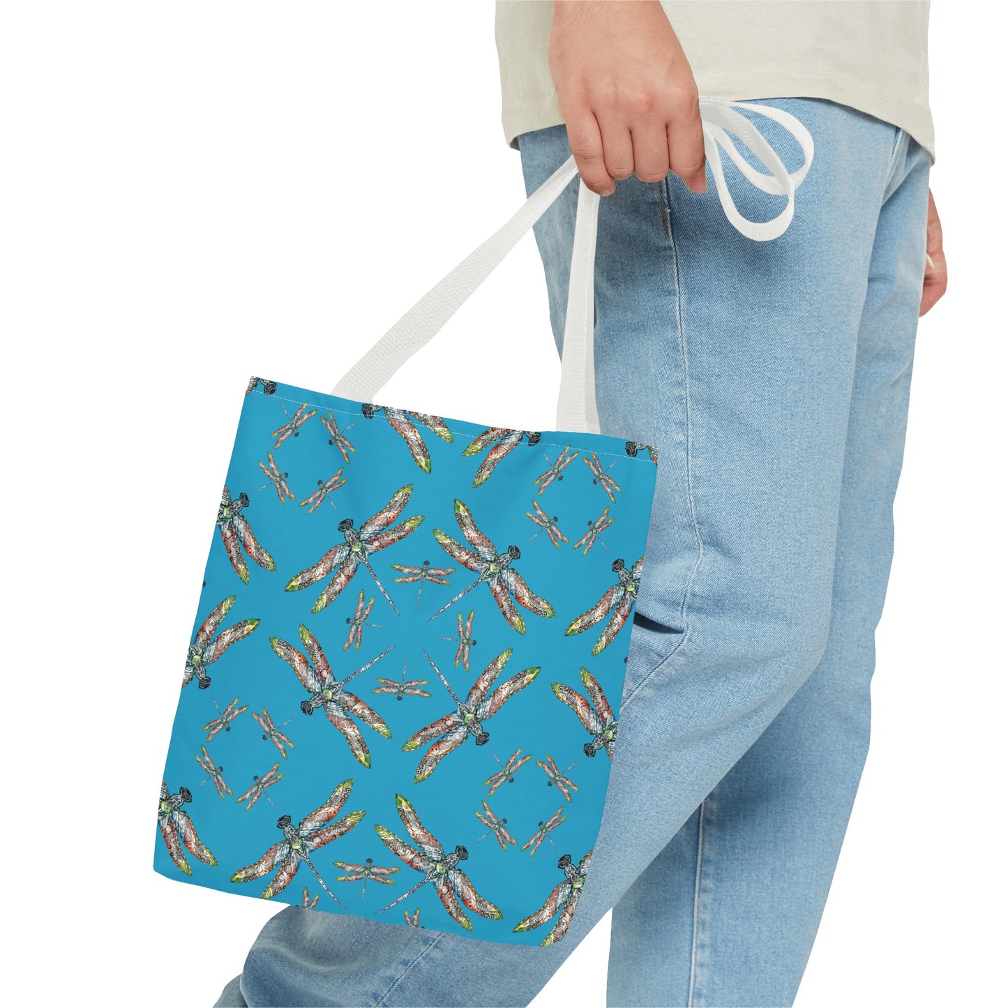 Dragonfly Tote Bag, Turquoise color, Shoulder bag, Powwow tote, Carry all