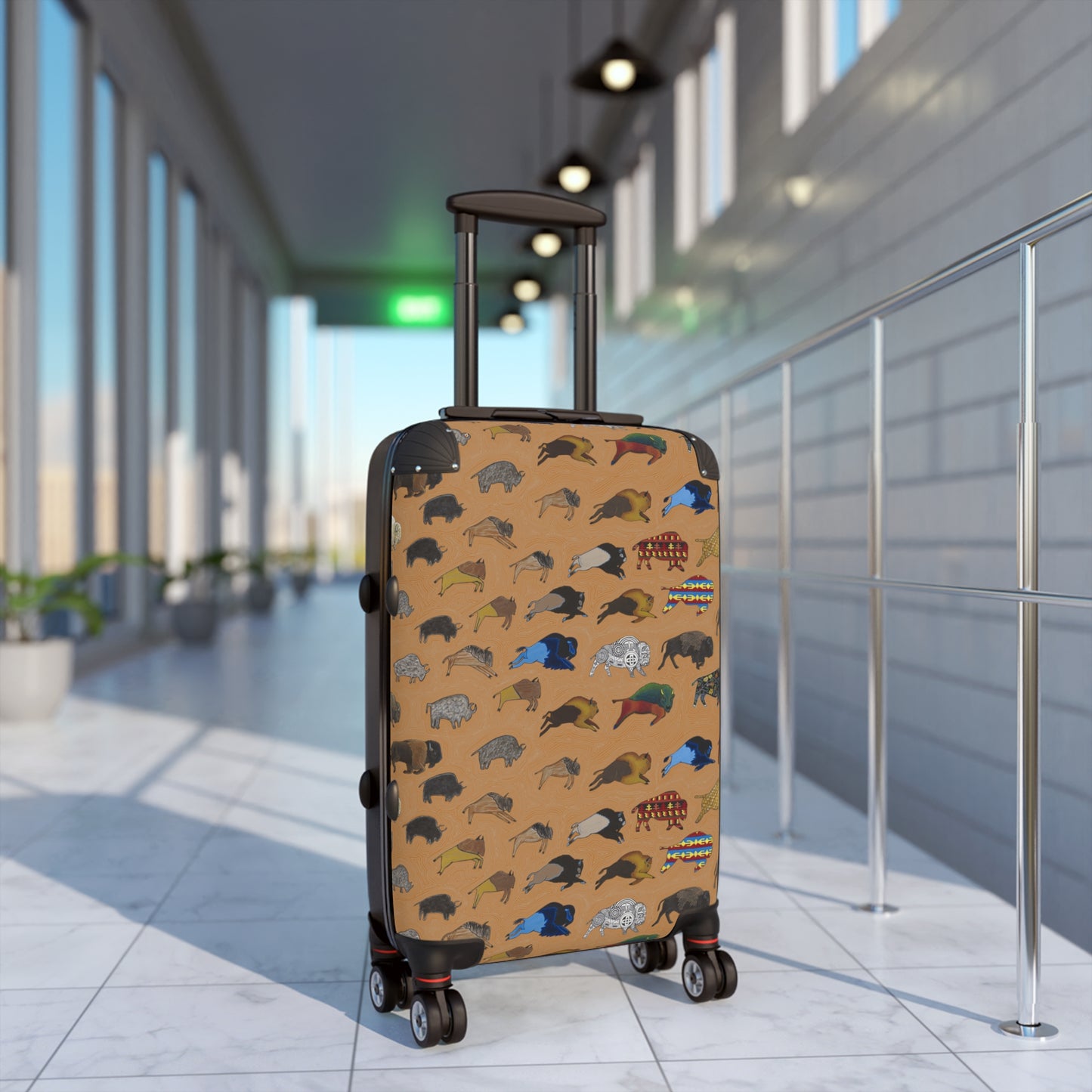 Suitcase, Brown, Bison Transition, Buffalo, Native American, Luggage, Carry On