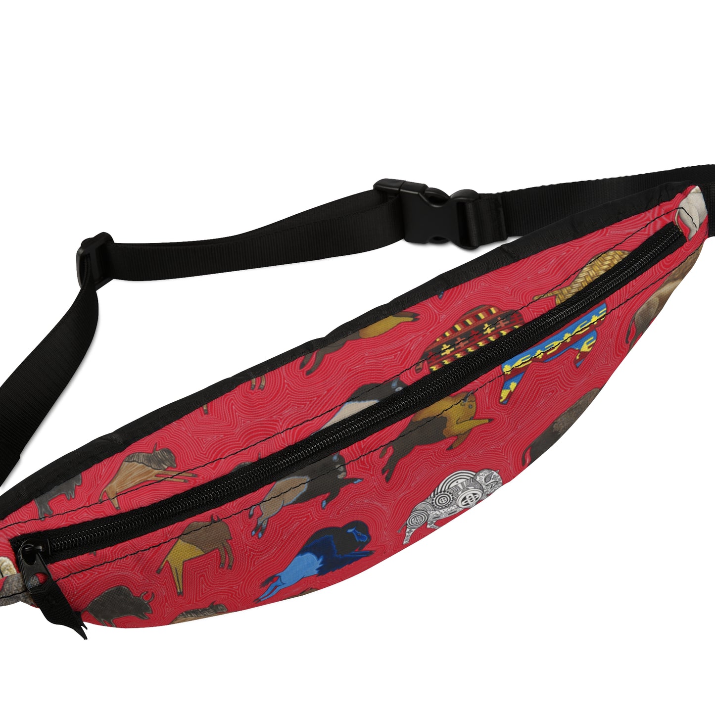Fanny Pack, Red, Bison Transition, Buffalo, Native American, Indigenous Design