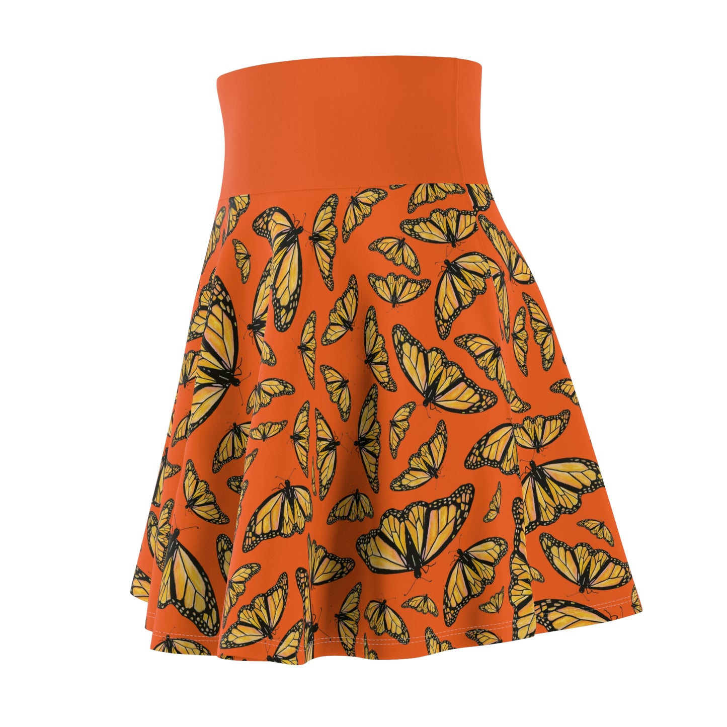 Women's Skater Skirt, Monarch, Orange Background, Butterfly, Kamama