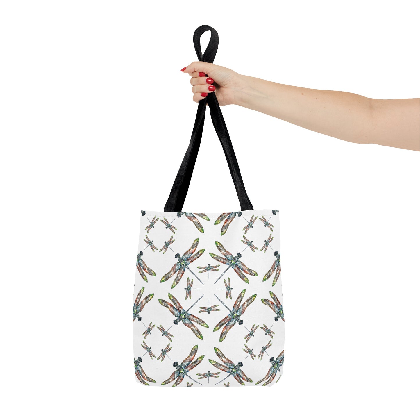 Dragonfly Tote Bag, White, Shoulder bag, Powwow tote, Carry all
