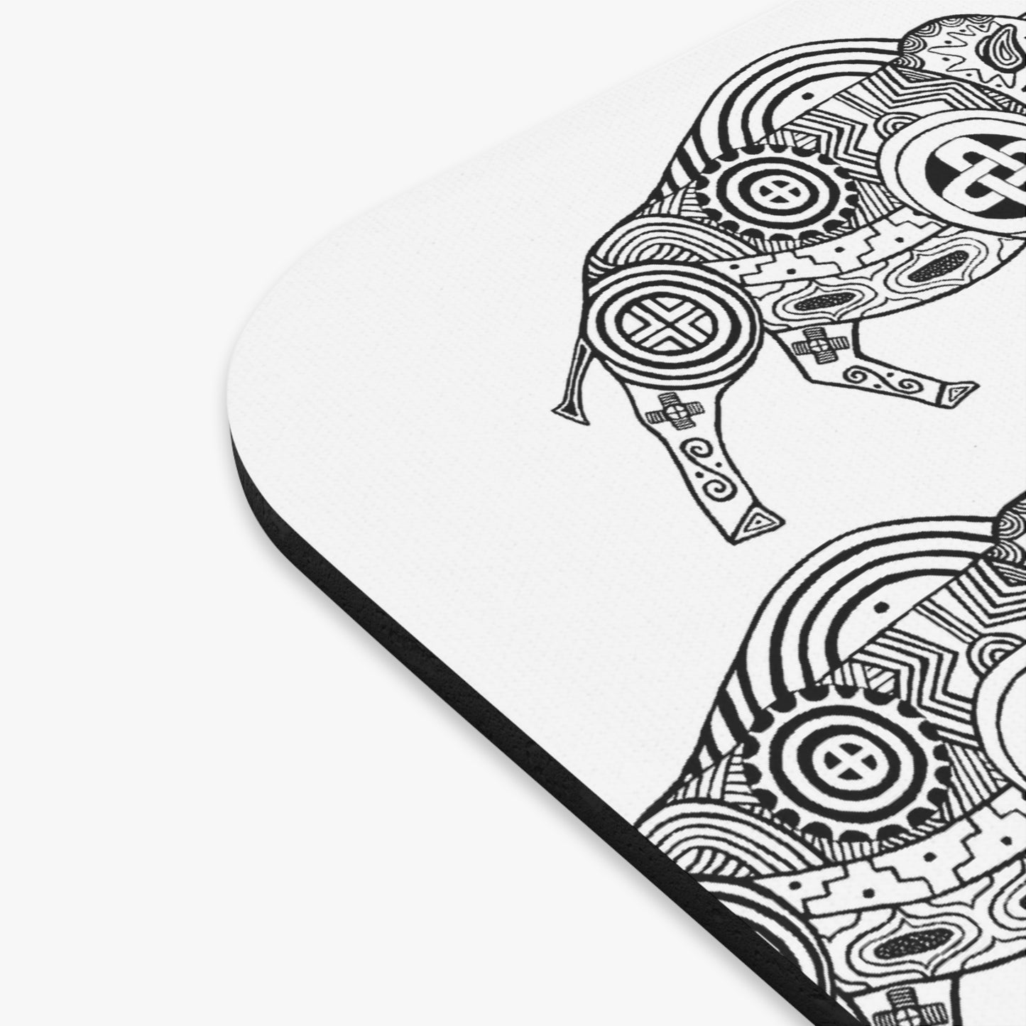 Mouse Pad (Rectangle), Black and White, Southeast Tribal Motif, Bison, Buffalo, Native American