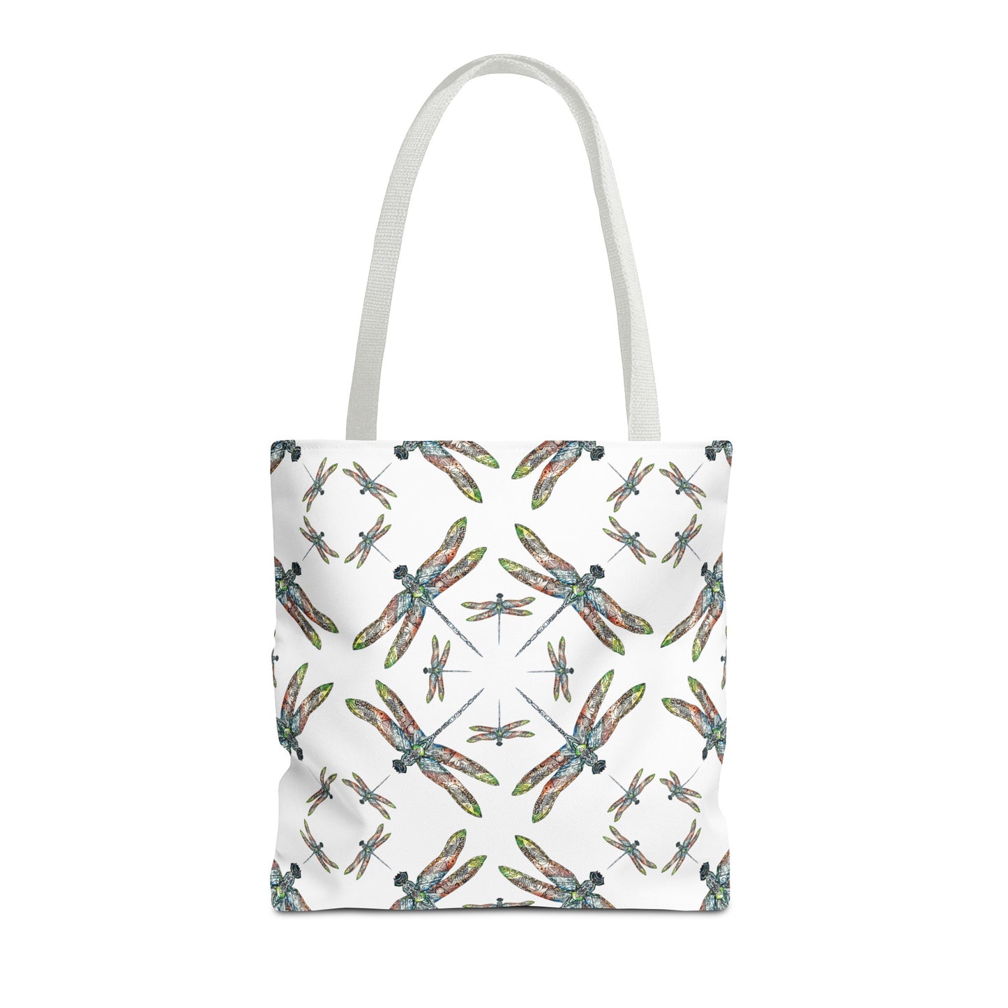 Dragonfly Tote Bag, White, Shoulder bag, Powwow tote, Carry all