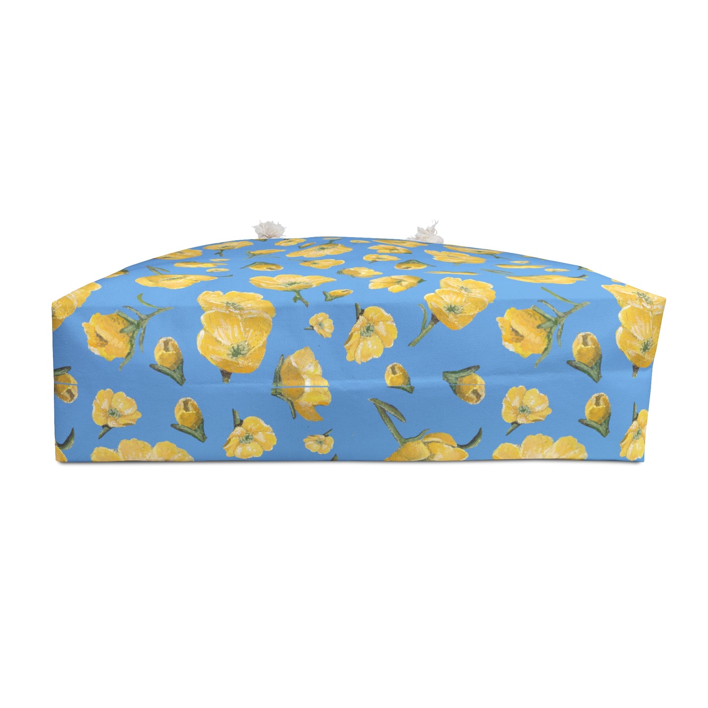 Weekender Bag, Buttercups, Light Blue Background, Oklahoma Wildflower, Yellow Floral