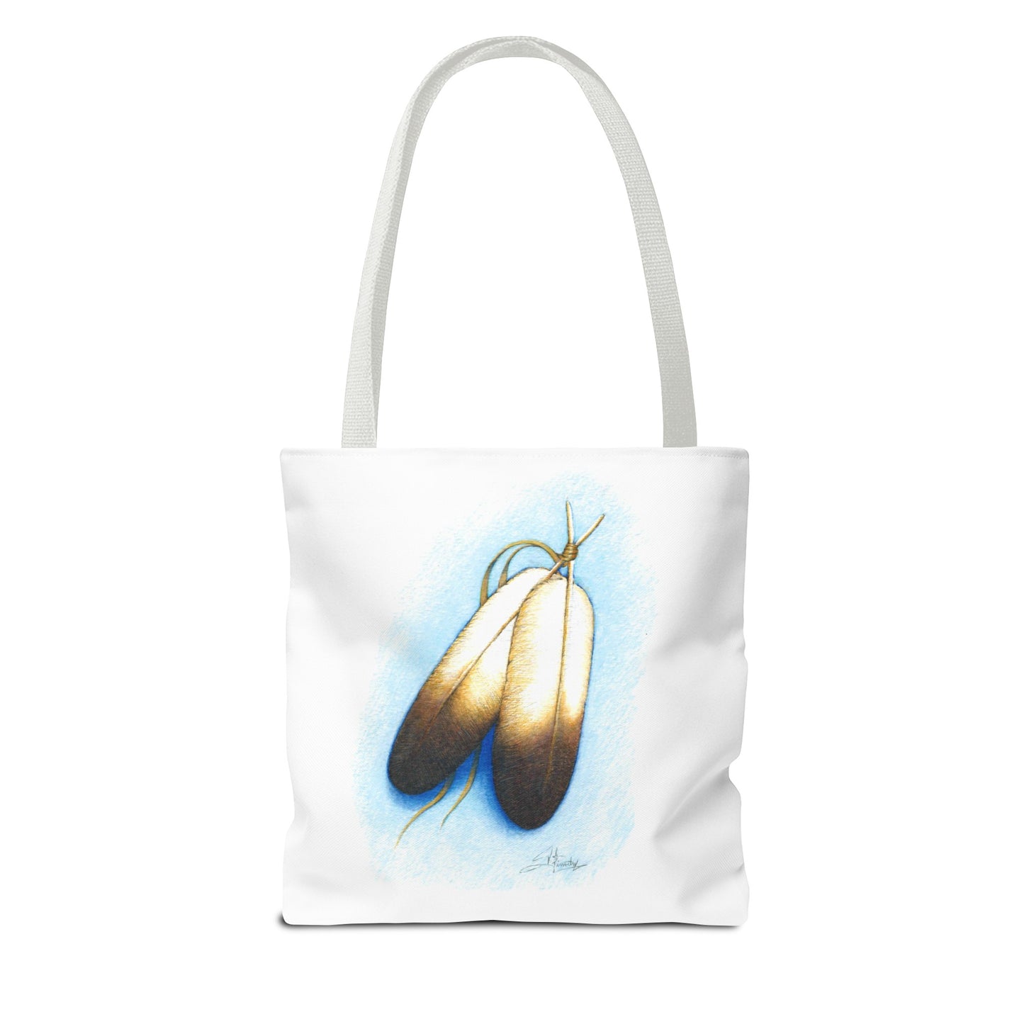 Double Feather Tote Bag, Native American design, book bag, powwow tote bag