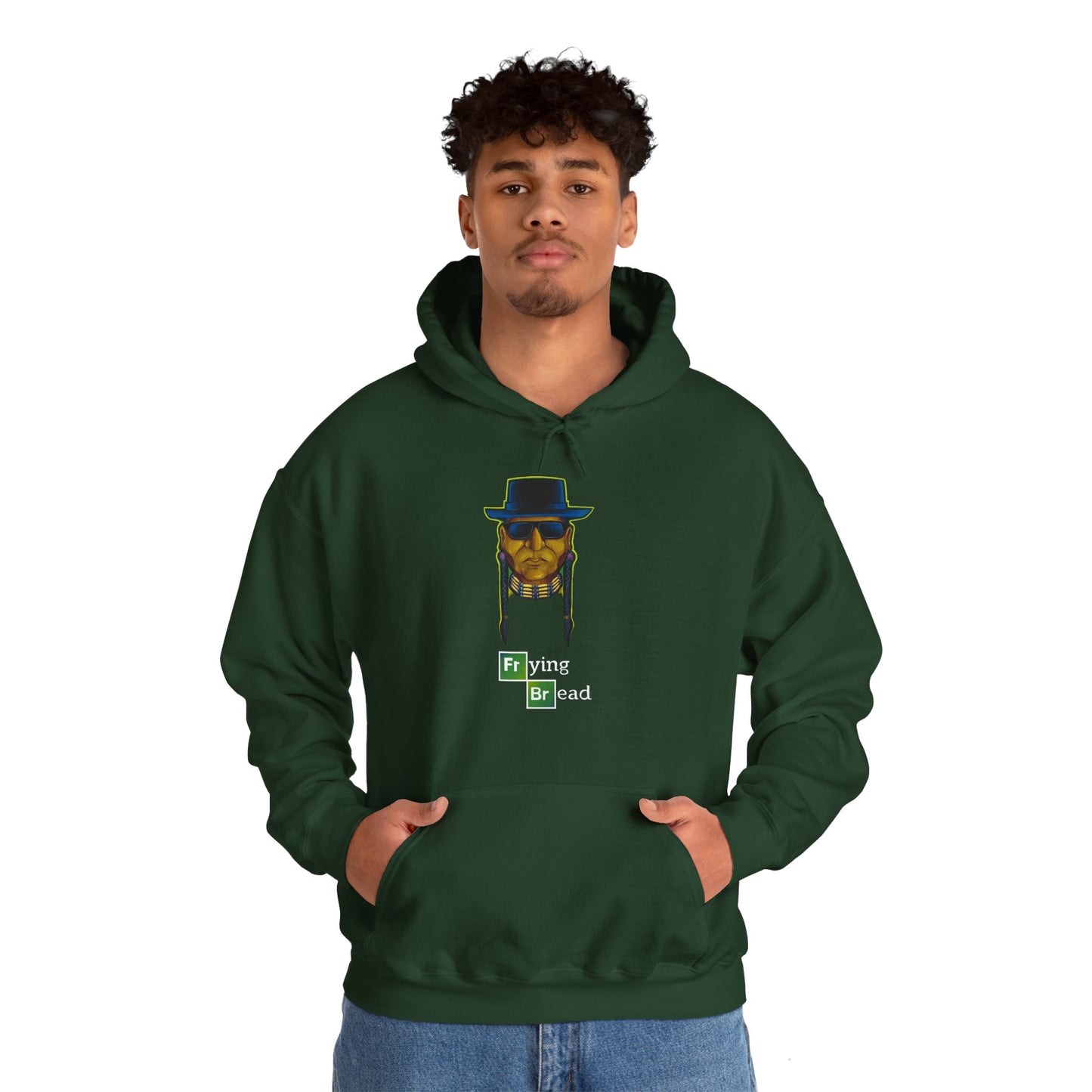 Unisex Heavy Blend™ Hooded Sweatshirt, Walter Red, Frying Bread, Native American, Pop Art, Native Humor