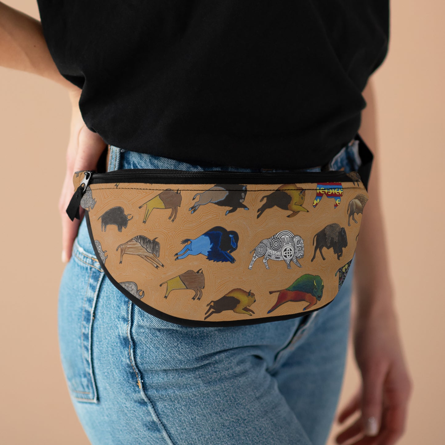 Fanny Pack, Brown, Bison Transition, Buffalo, Native American, Indigenous Design