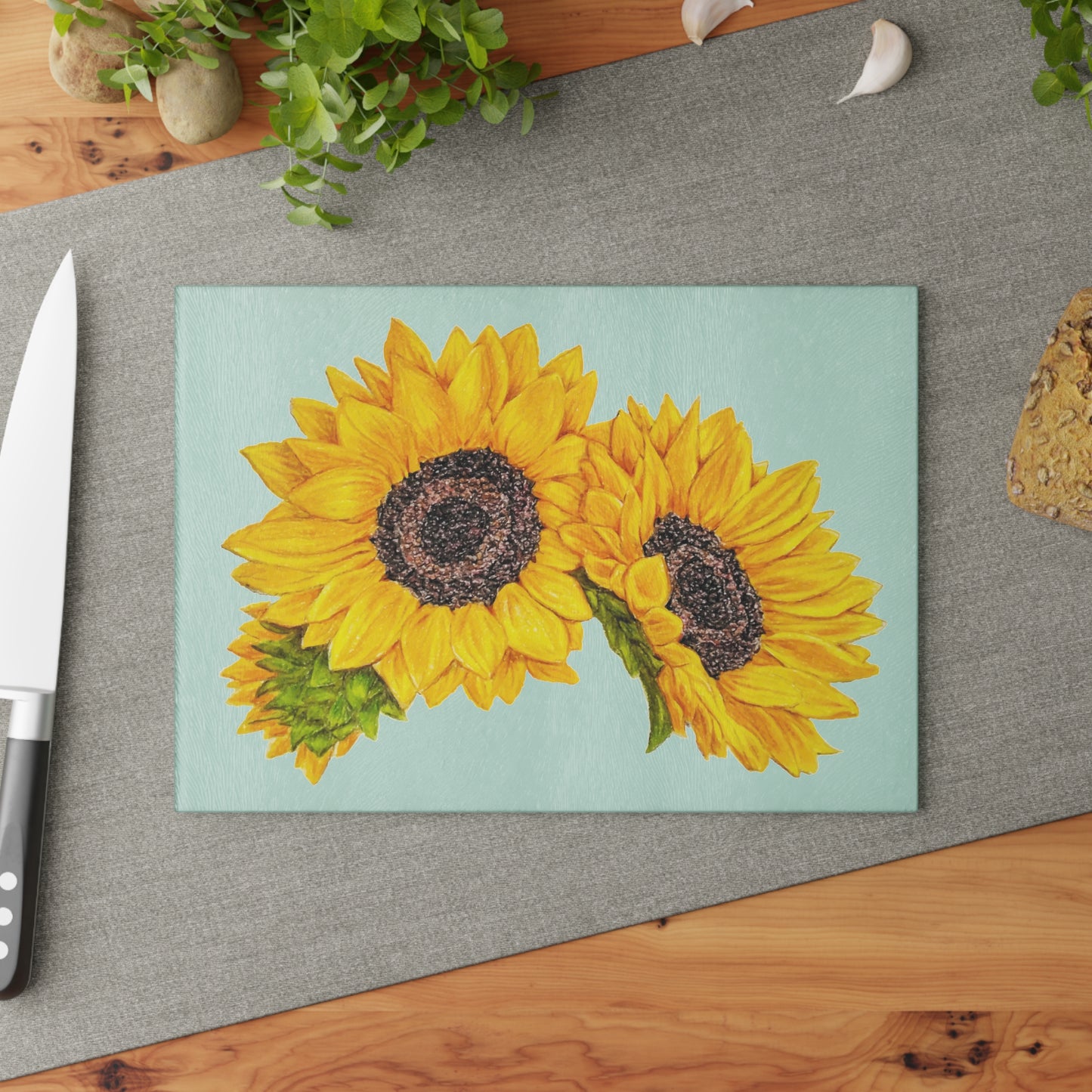 Glass Cutting Board, Kitchen Accessory, Sunflower Theme, Sunflower Art, Wildflowers, Oklahoma Wildflower, Yellow Floral