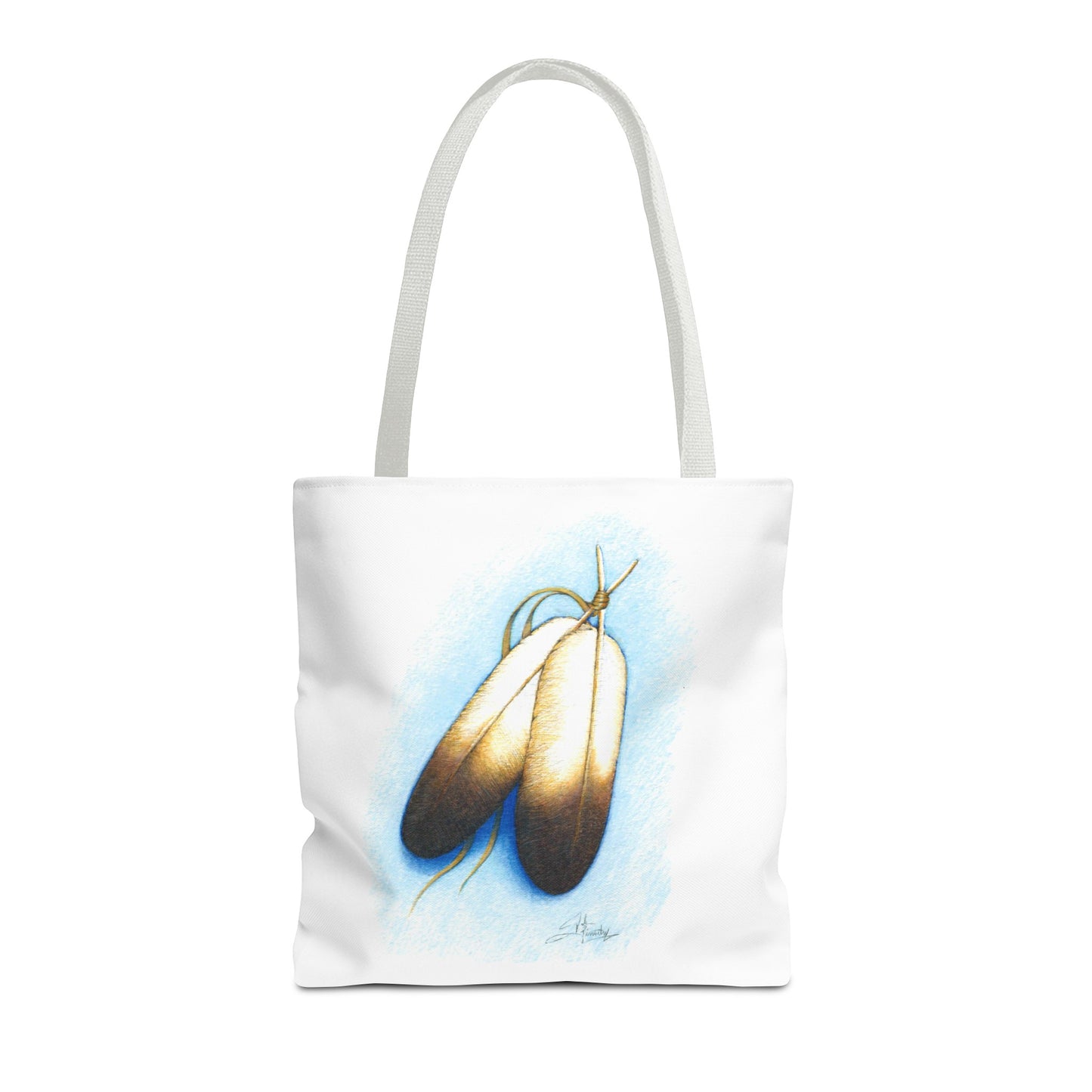 Double Feather Tote Bag, Native American design, book bag, powwow tote bag