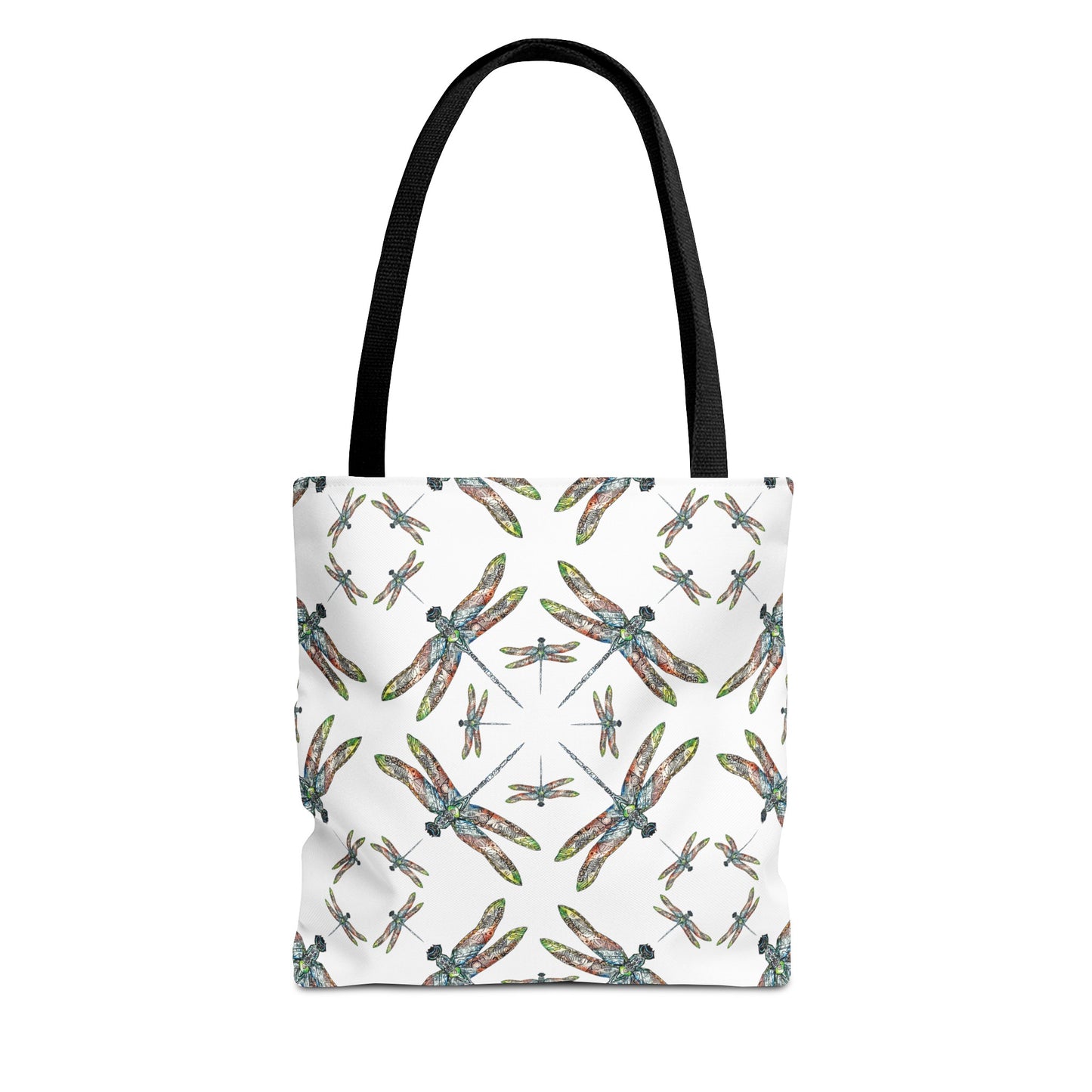Dragonfly Tote Bag, White, Shoulder bag, Powwow tote, Carry all