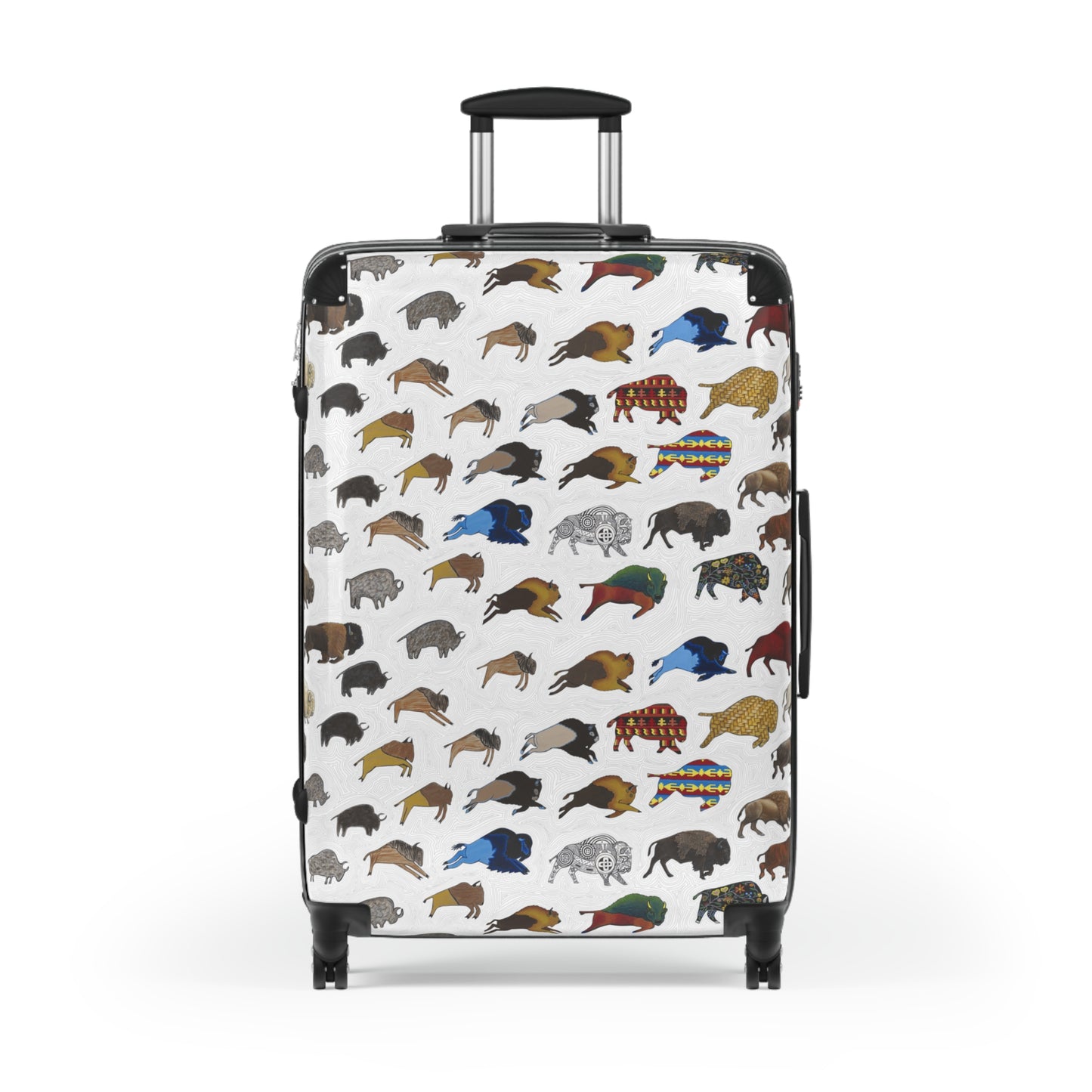 Suitcase, White, Bison Transition, Buffalo, Native American, Luggage, Carry On