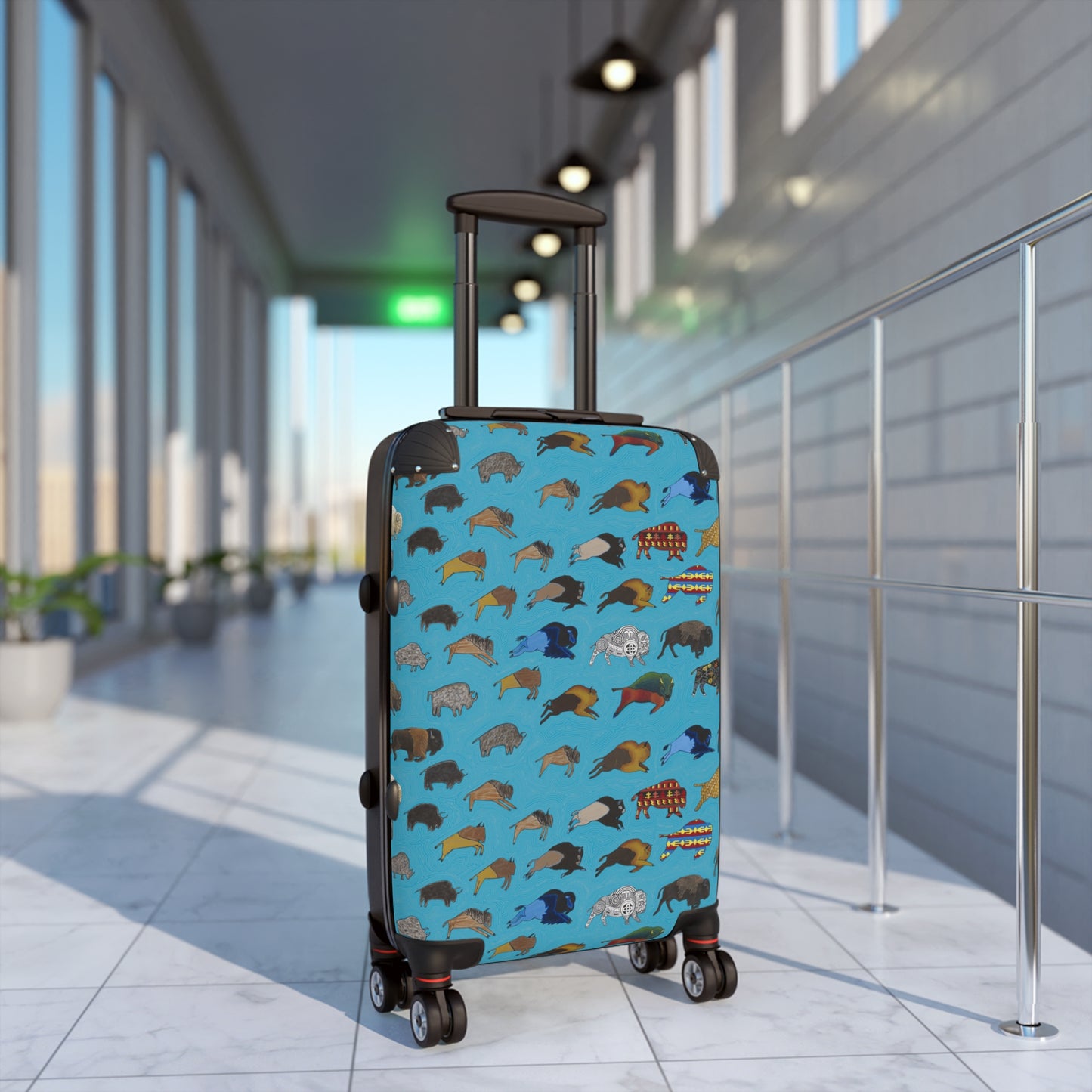 Suitcase, Turquoise Color, Bison Transition, Buffalo, Native American, Luggage, Carry On