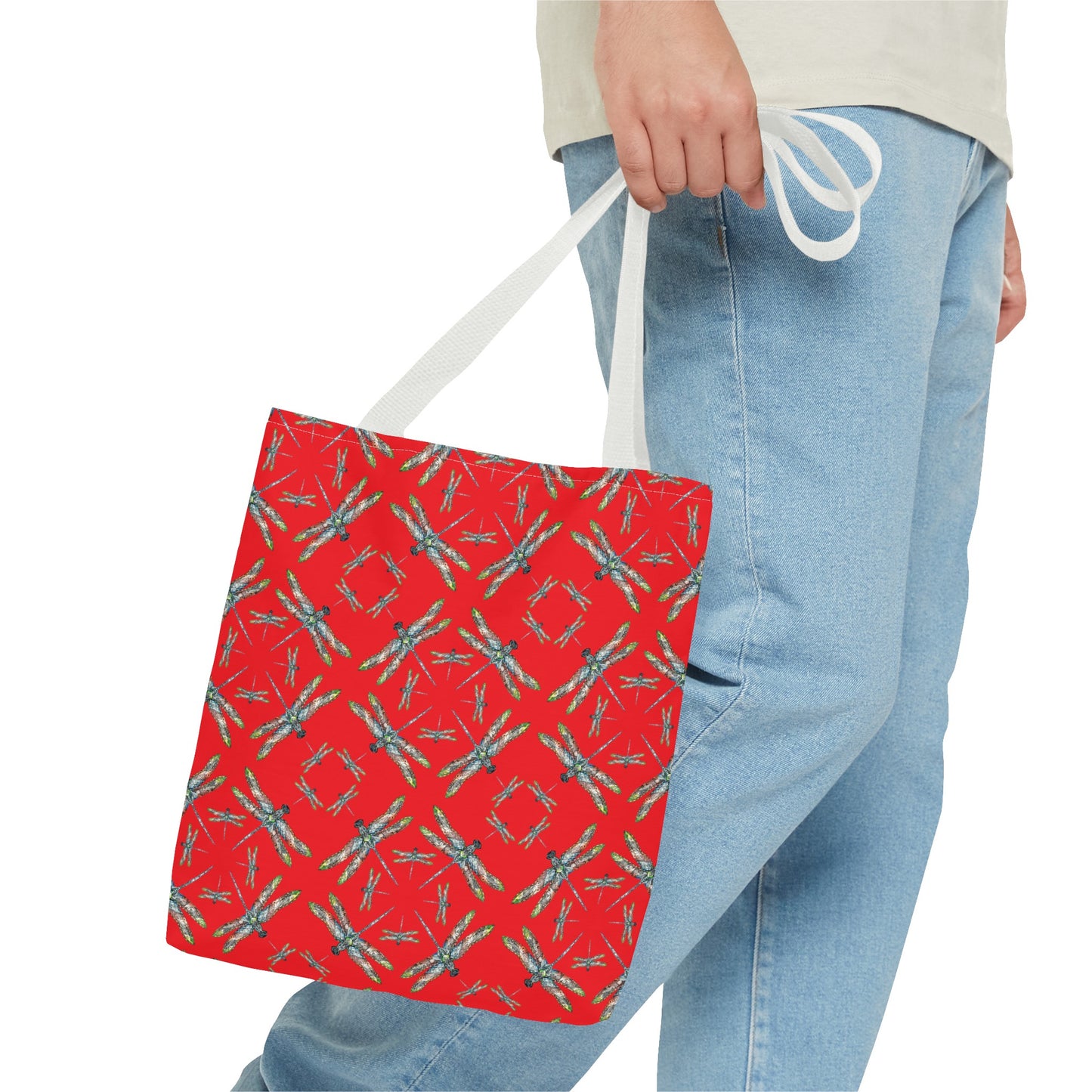 Tote Bag, Dragonfly, Red, Native American Design