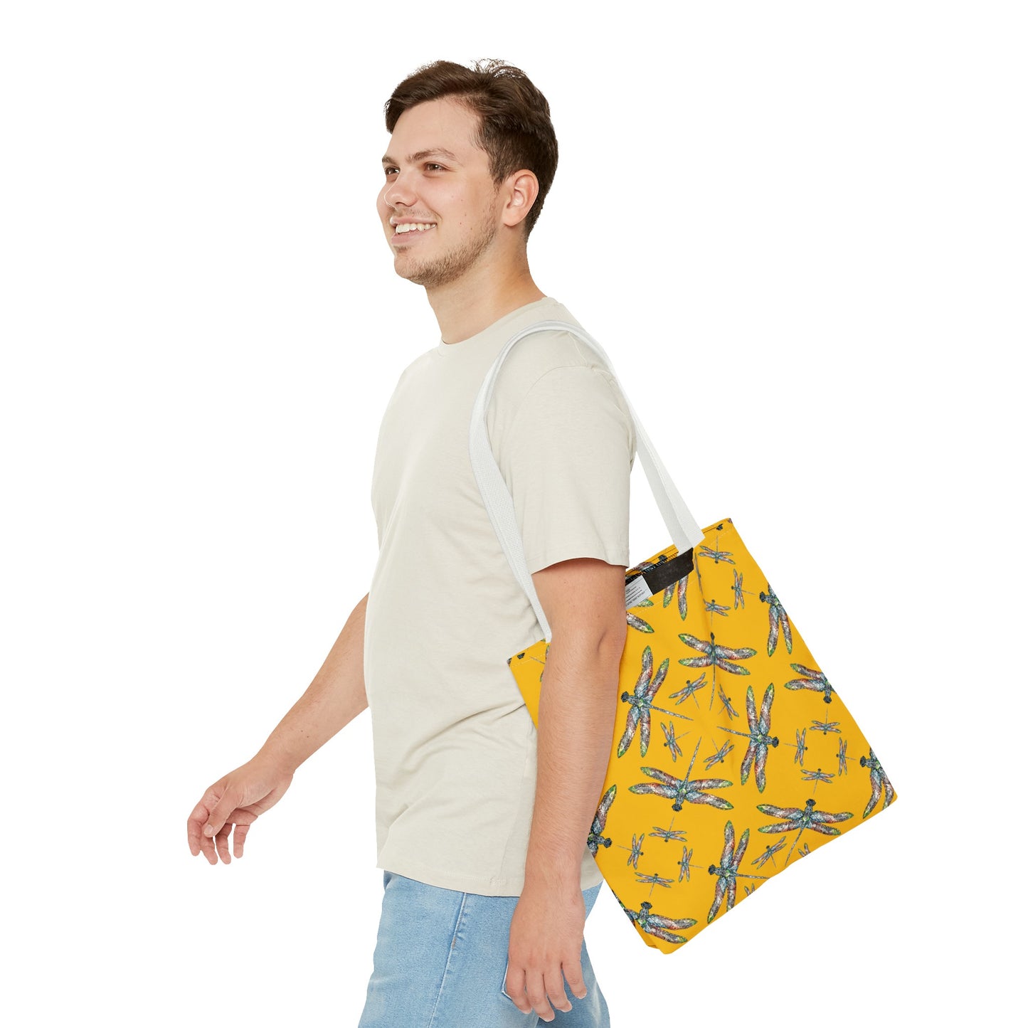 Dragonfly Tote Bag, Yellow, Shoulder bag, Powwow tote, Carry all