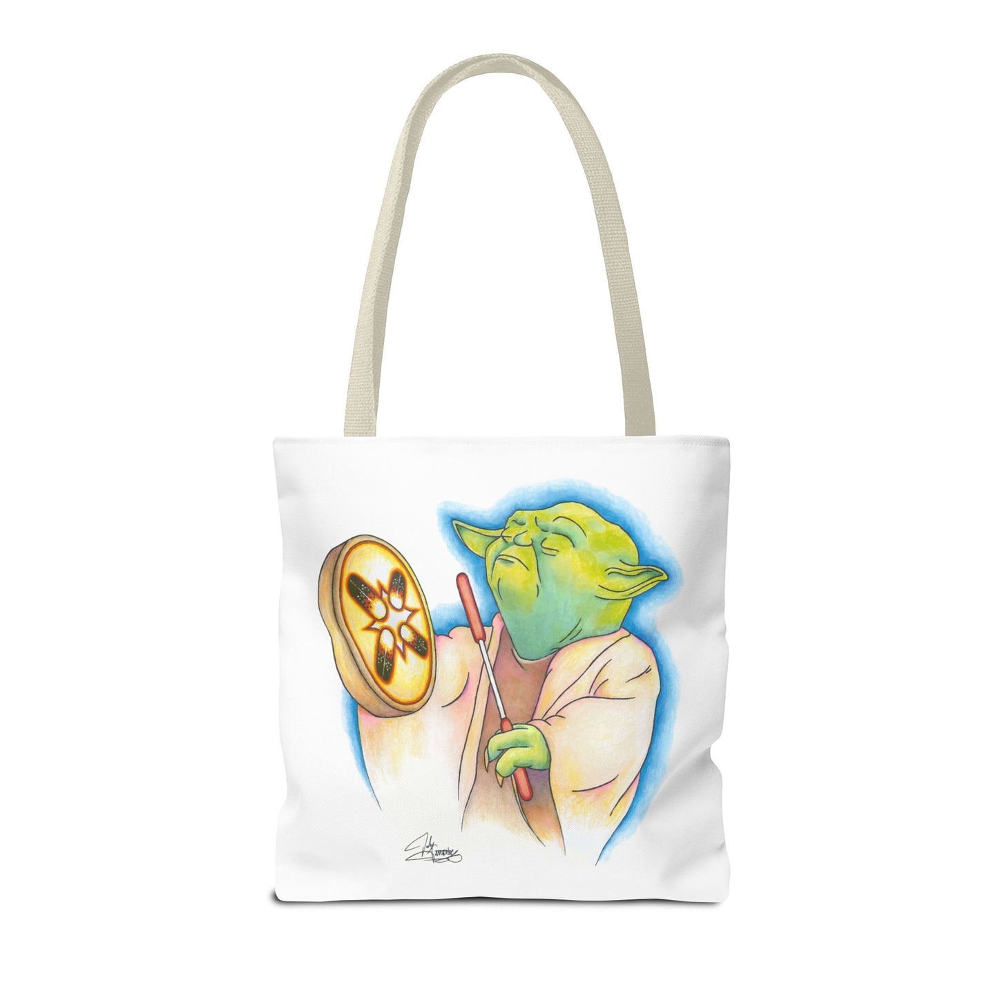 Tote Bag, Alien Playing Native Hand Drum, Native Pop Humor, Native American