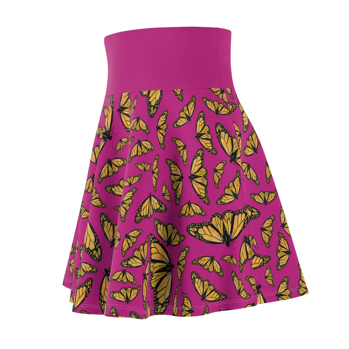 Women's Skater Skirt, Monarch, Hot Pink Background, Butterfly, Kamama