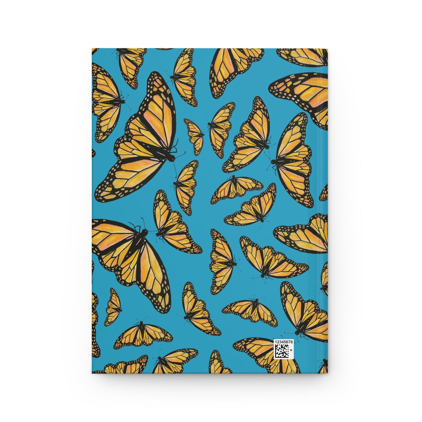 Hardcover Journal, Monarchs, Turquoise Color Background, Matte