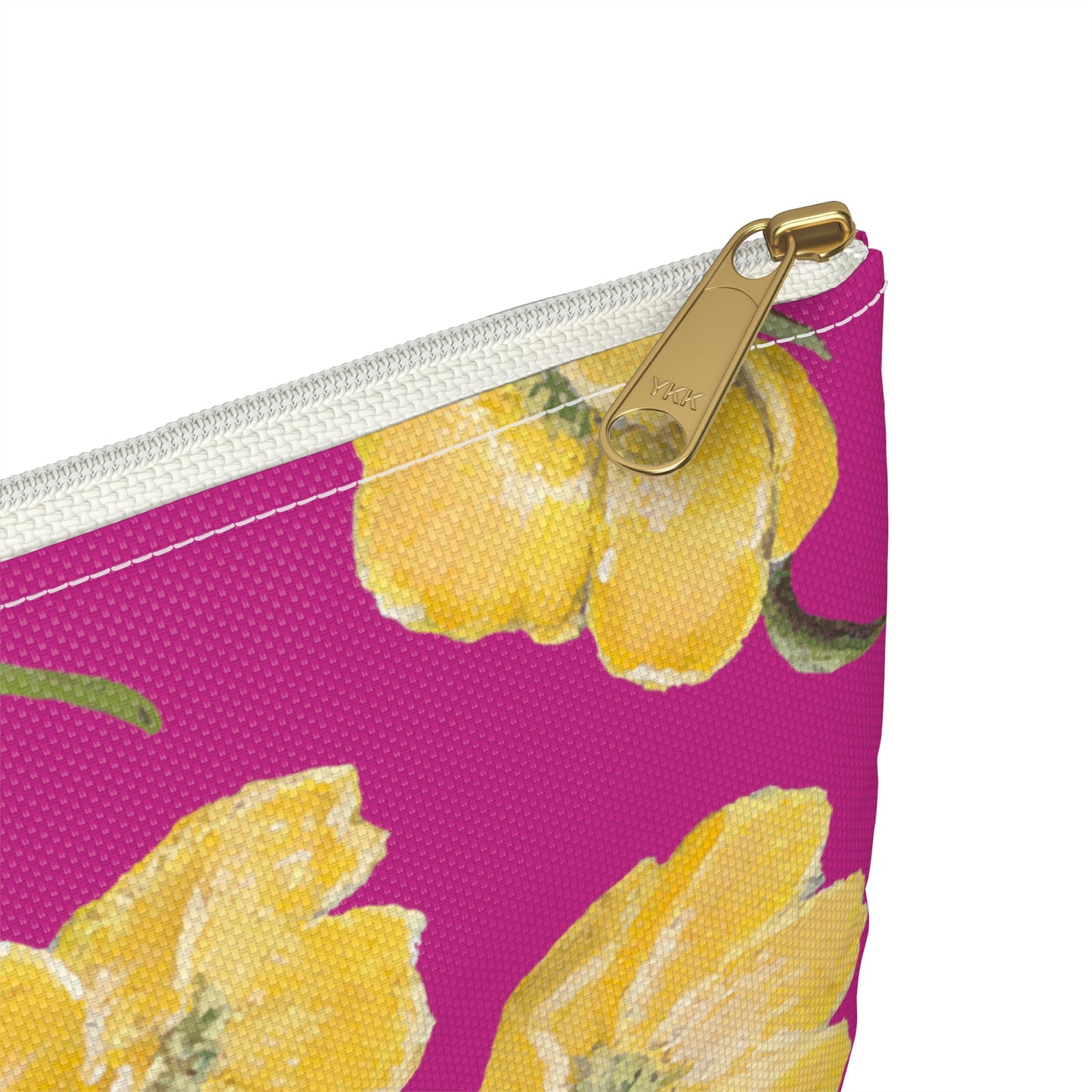 Accessory Pouch, Buttercups, Hot Pink Background, Oklahoma Wildflower, Yellow Floral