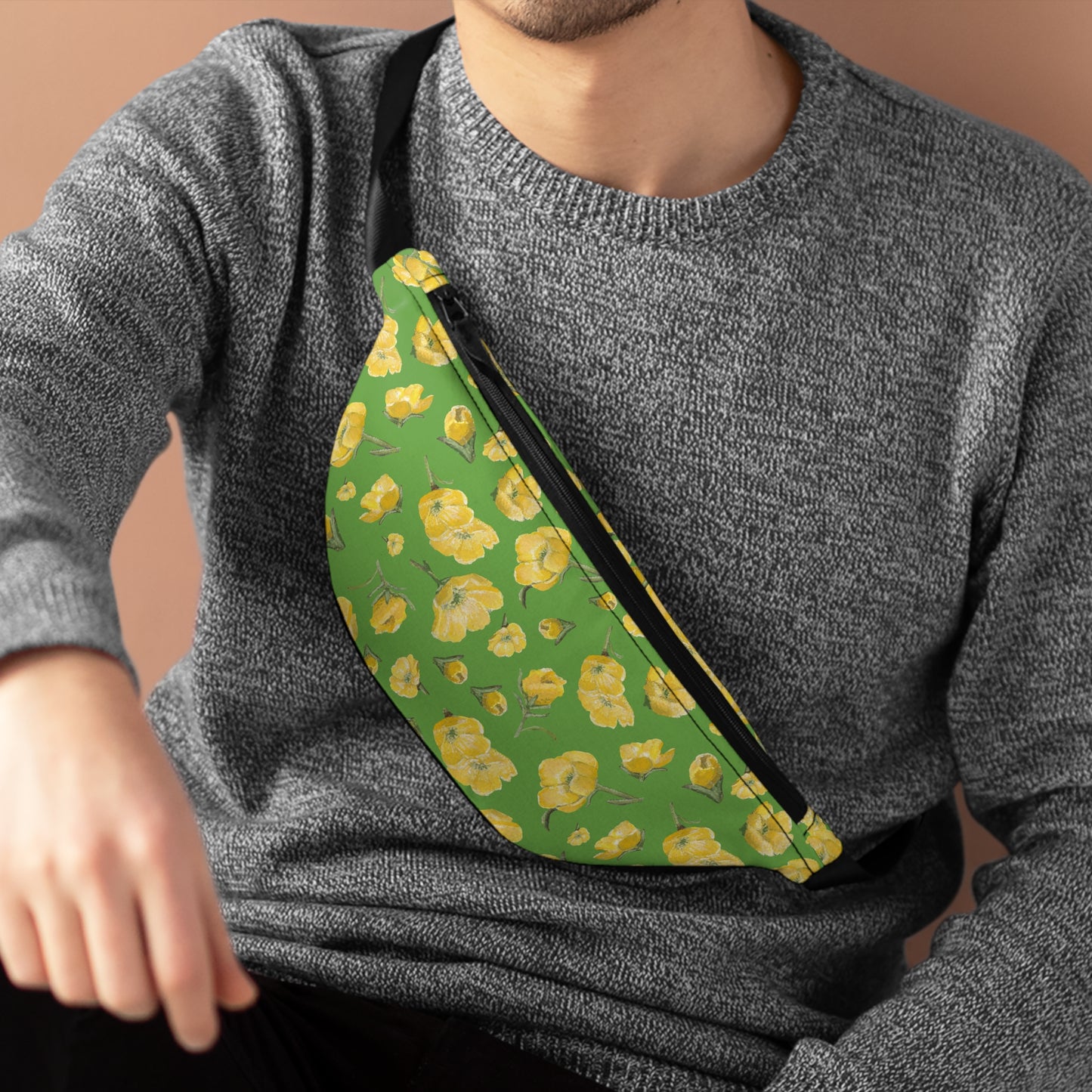 Fanny Pack, Green, Buttercups, Yellow Floral, Wildflower, Oklahoma