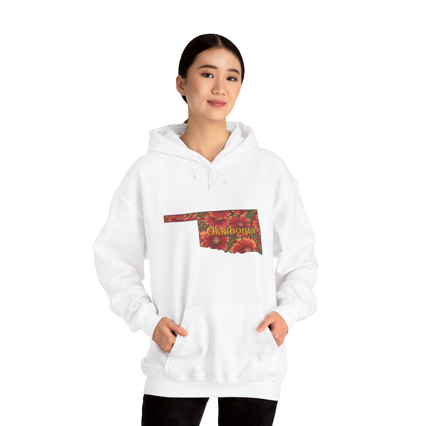 Unisex Heavy Blend™ Hooded Sweatshirt, Oklahoma, Indian Blanket, Oklahoma State Wildflowers