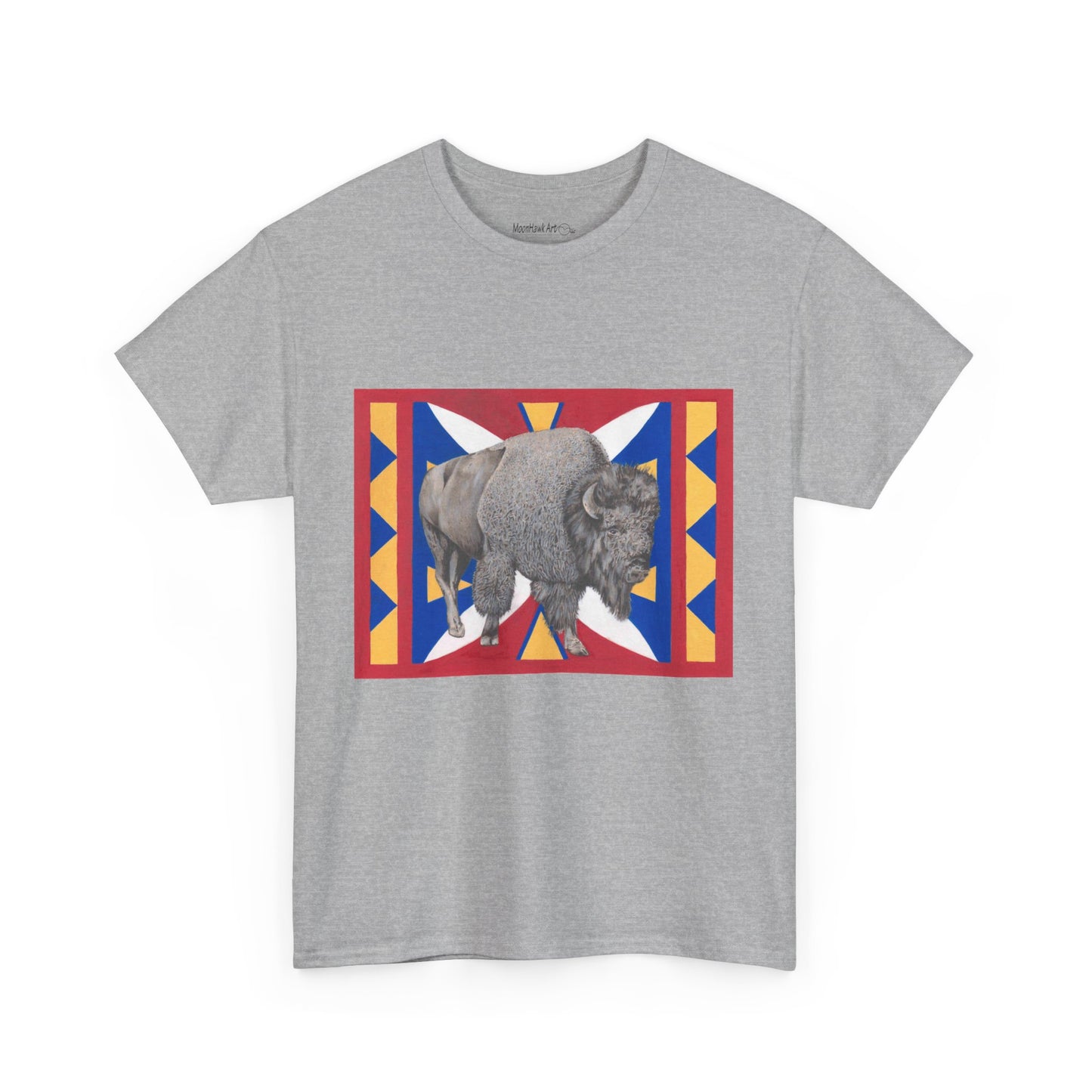 Unisex Heavy Cotton Tee, Native American Buffalo, Wildlife Graphic Tee for Nature Lovers