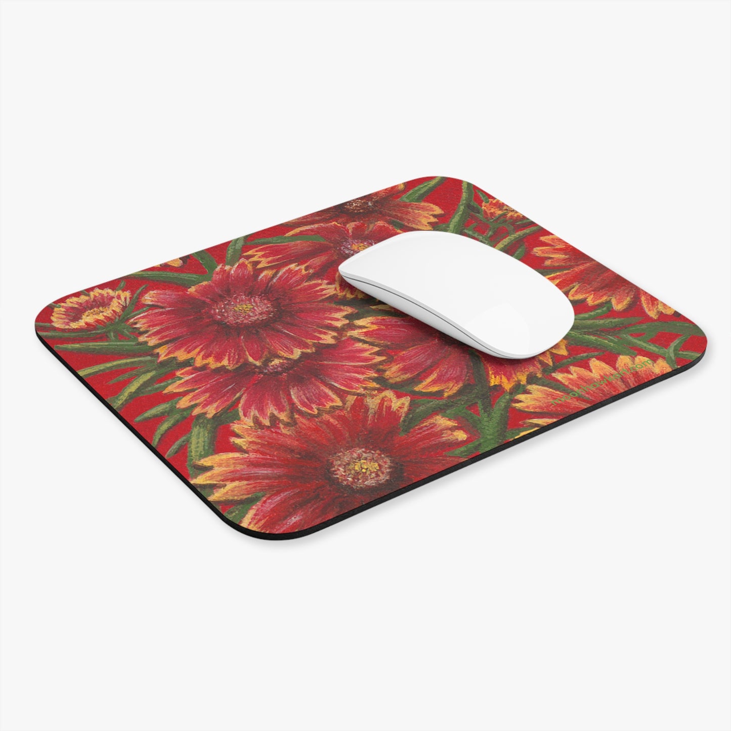 Mouse Pad (Rectangle), Indian Blanket, Oklahoma Wildflowers, Red Floral, Native Flowers