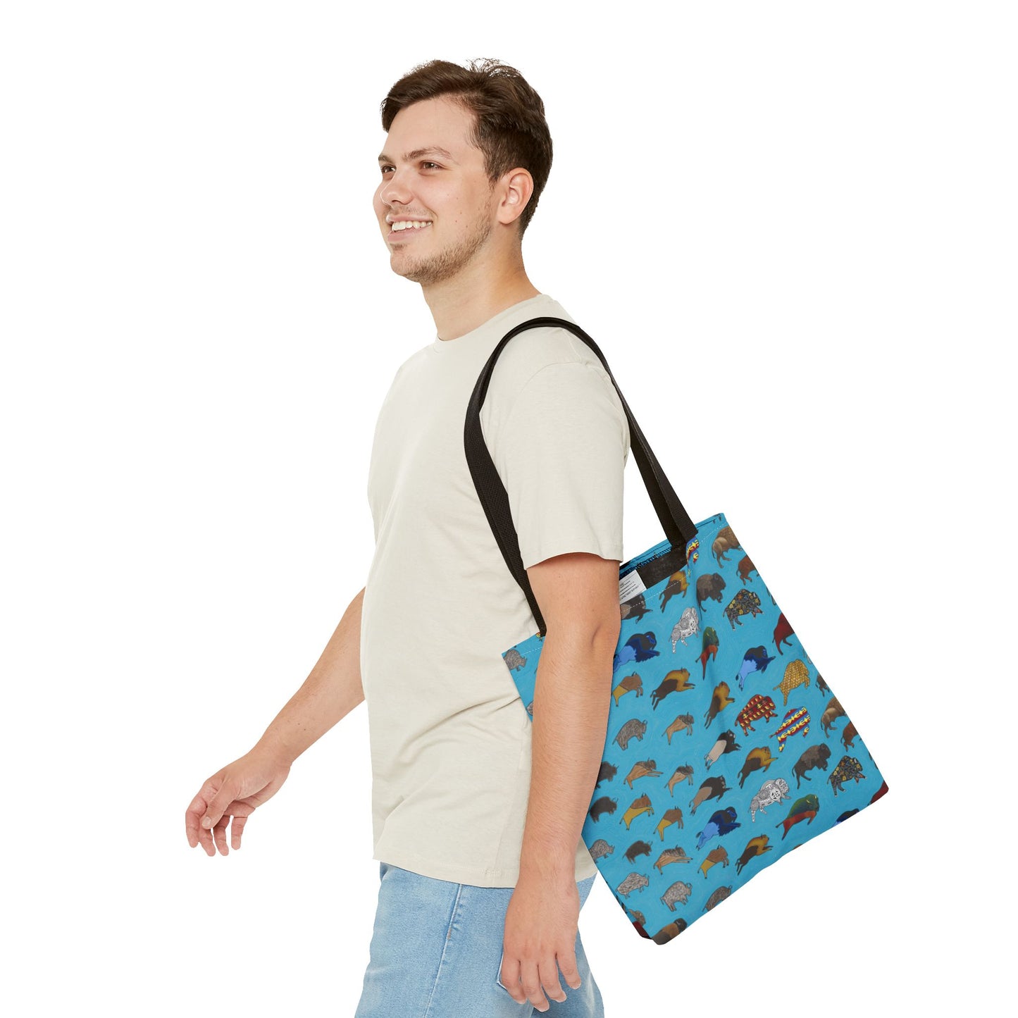 Tote Bag, Turquoise, Bison Transition, Buffalo, Native American