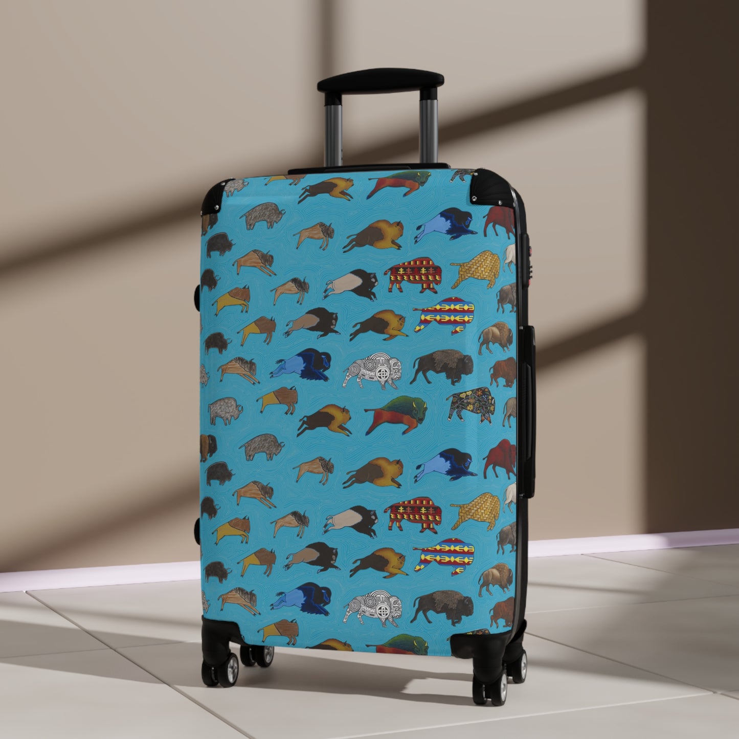 Suitcase, Turquoise Color, Bison Transition, Buffalo, Native American, Luggage, Carry On